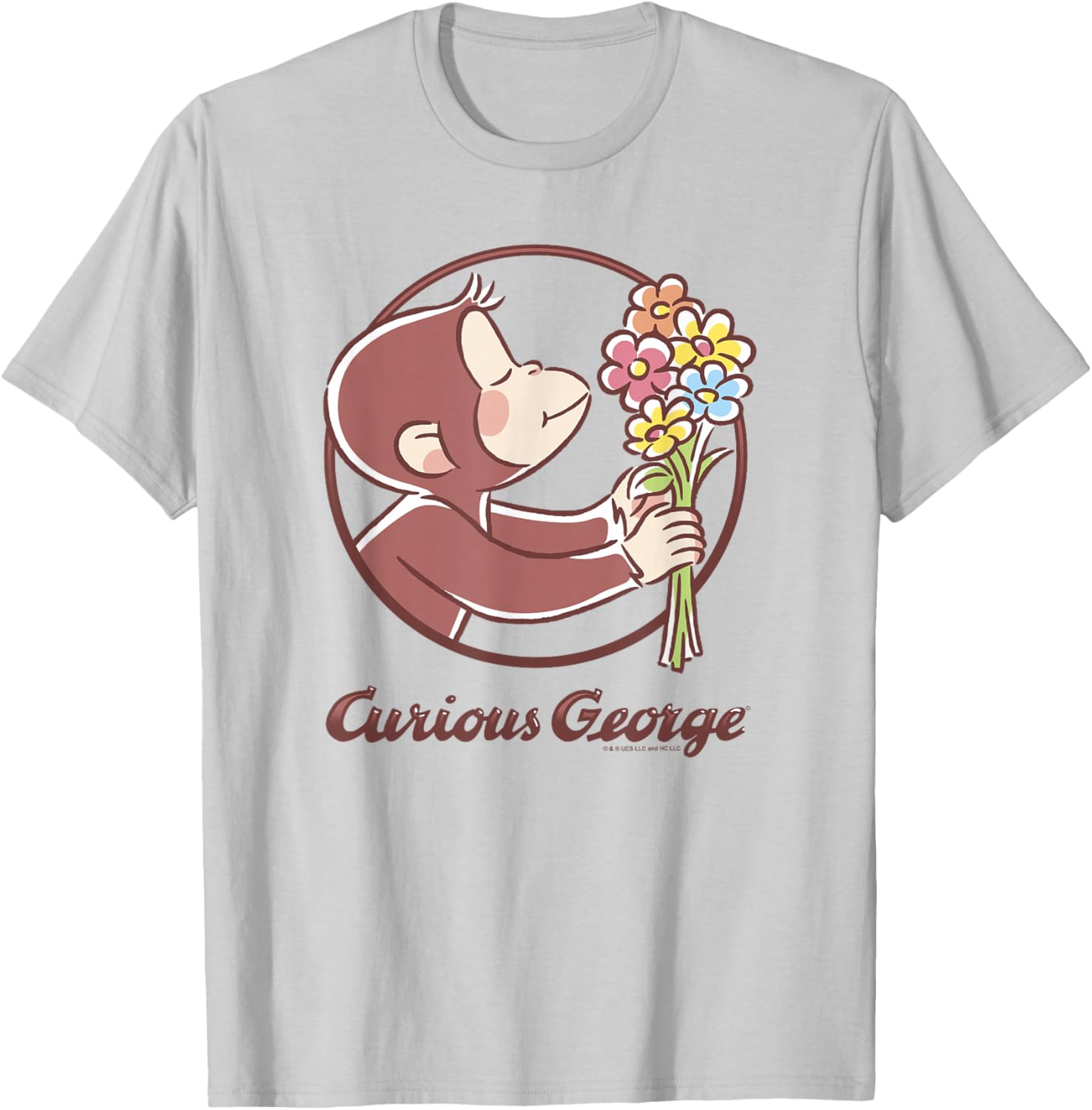 Curious George Flower Bouquet Poster T-Shirt for Fun and Style - 8