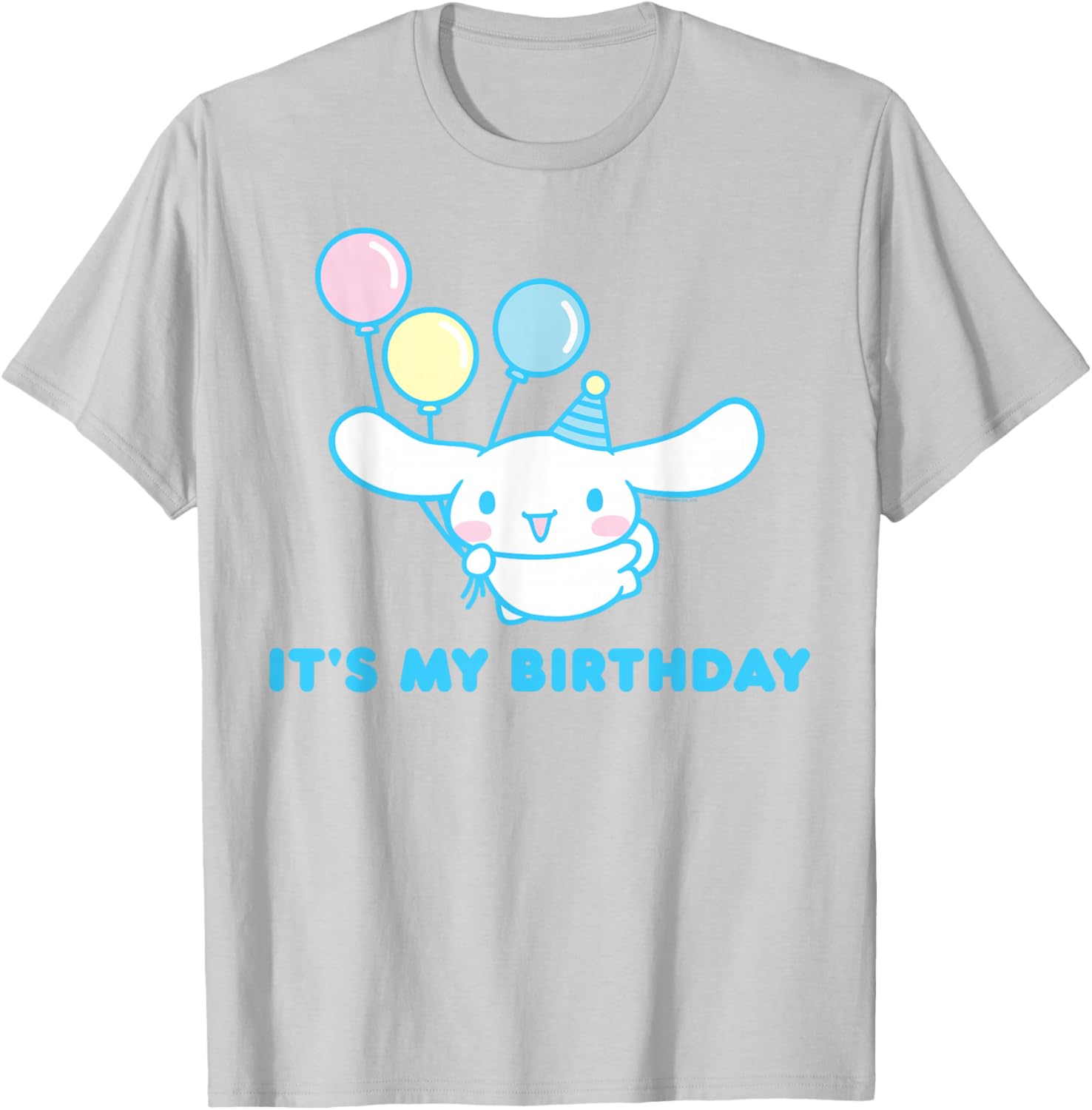Sanrio Cinnamoroll Birthday T-Shirt for Adults - Blue Crew Neck Short Sleeve - 9