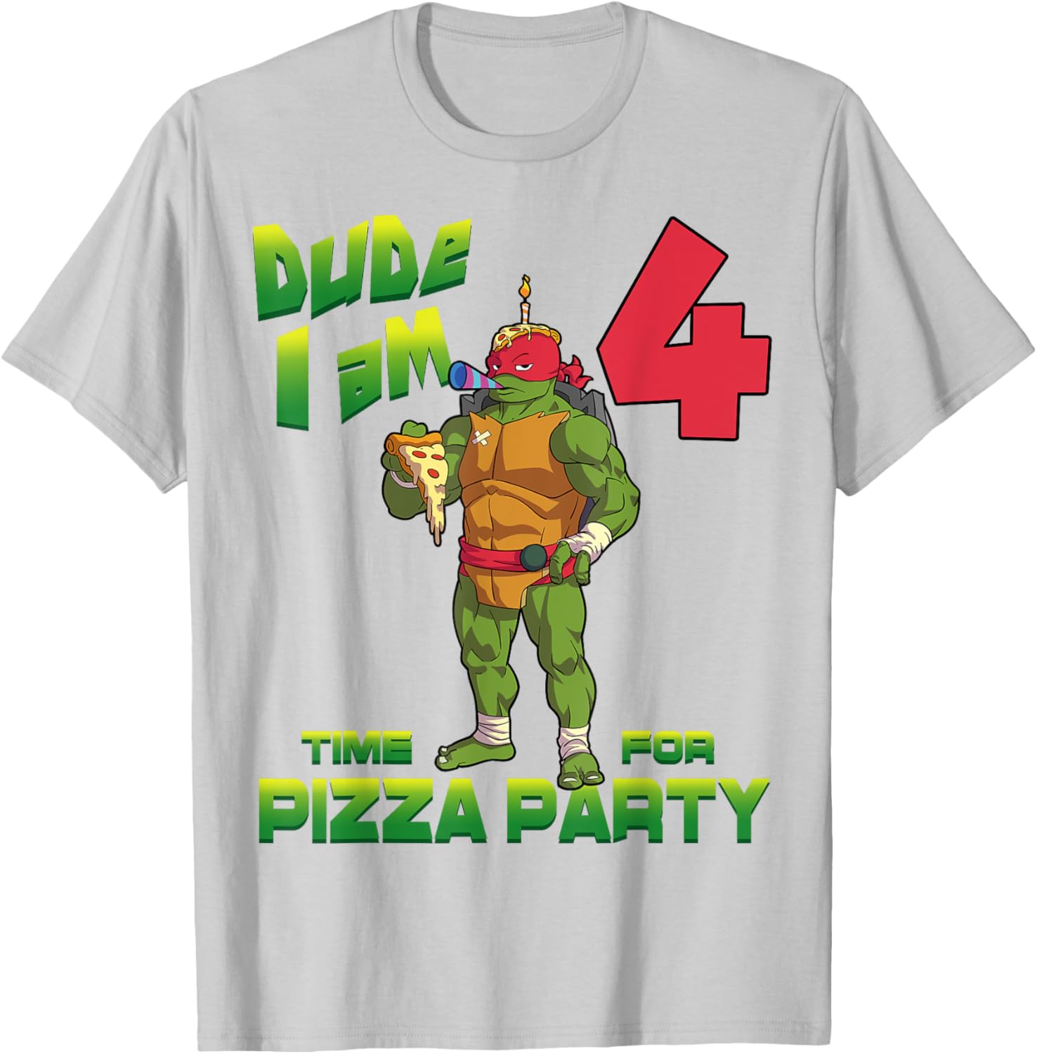 TMNT Raph Pizza Birthday Party T-Shirt for 4 Year Olds - Fun Kid's Clothing - 24