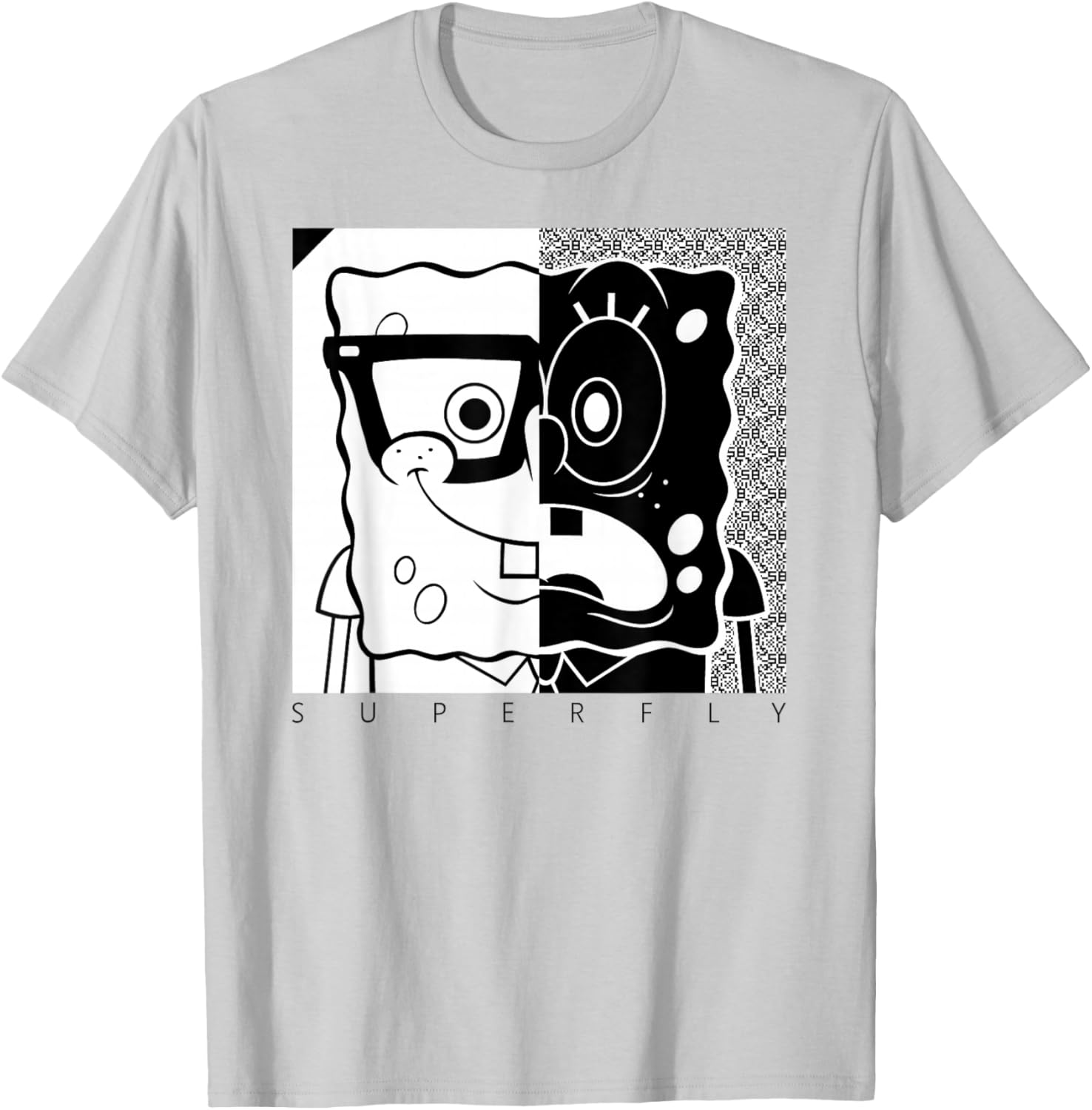 SpongeBob SquarePants Superfly Black and White T-Shirt for Fans - 4