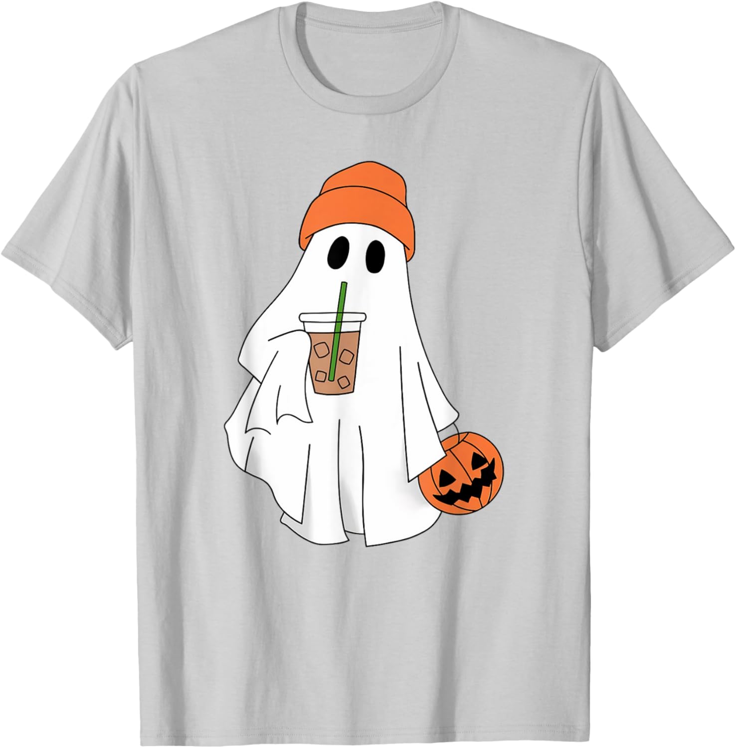 Halloween Ghost Drinking Coffee T-Shirt for Men and Women - 17