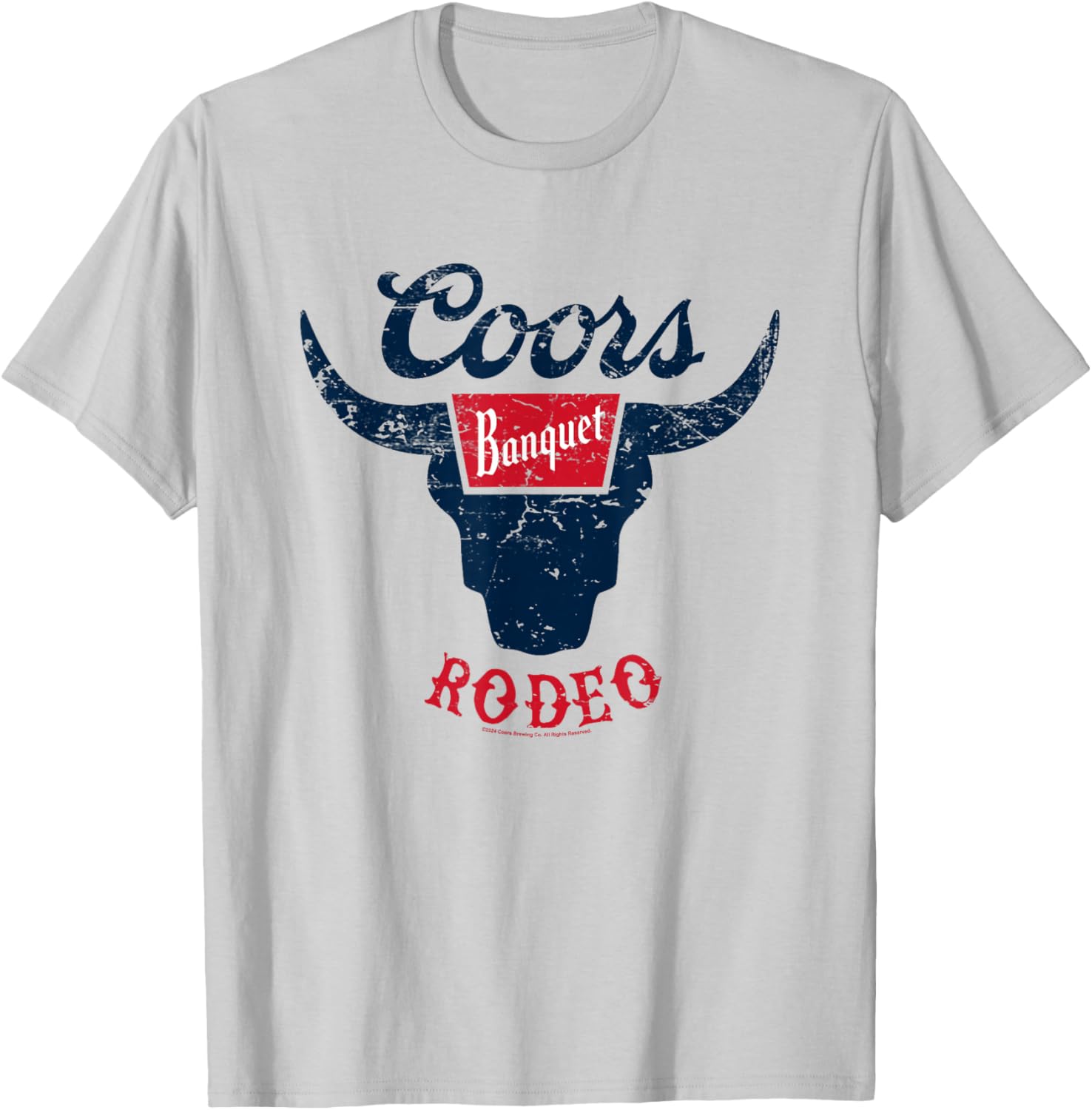 Coors Banquet Rodeo Bull Horns Distressed Badge T-Shirt for Fans - 8