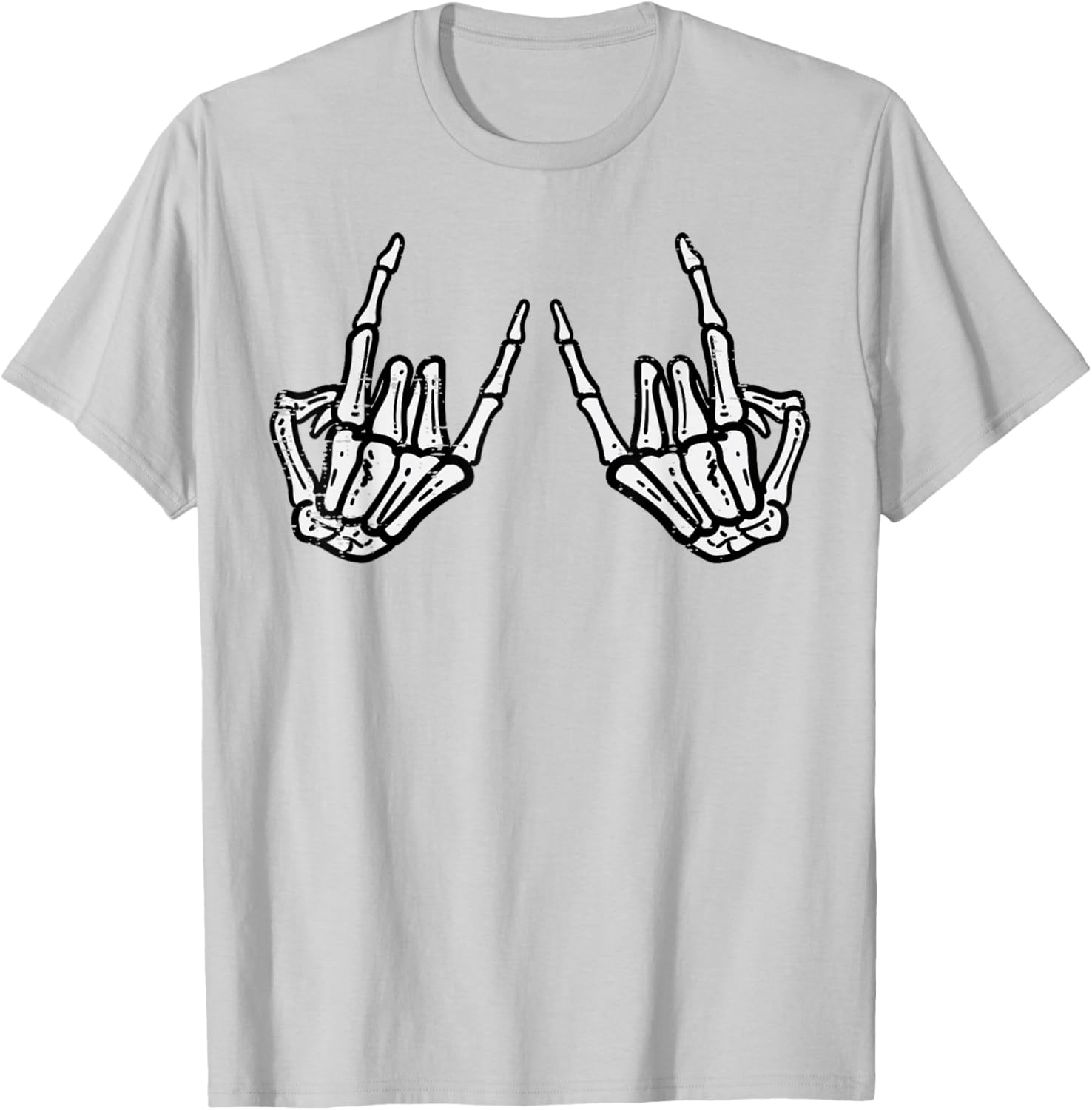 Rocker Hand Sign Skeleton Halloween T-Shirt for Men and Women - 22