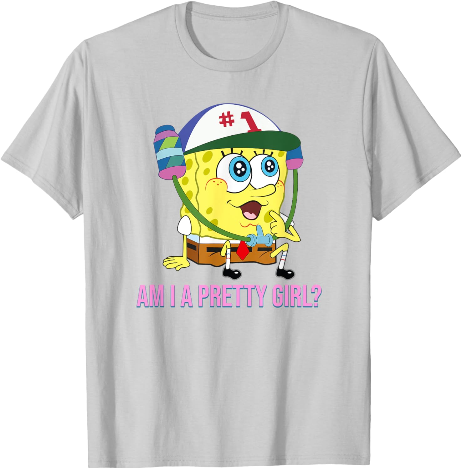 Cute SpongeBob SquarePants Am I a Pretty Girl T-Shirt for Fun Fashion - 2