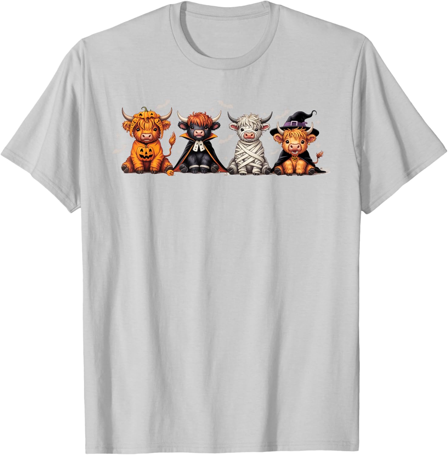 Spooky Halloween Highland Cow Cross Stitch T-Shirt for Festive Fun - 28