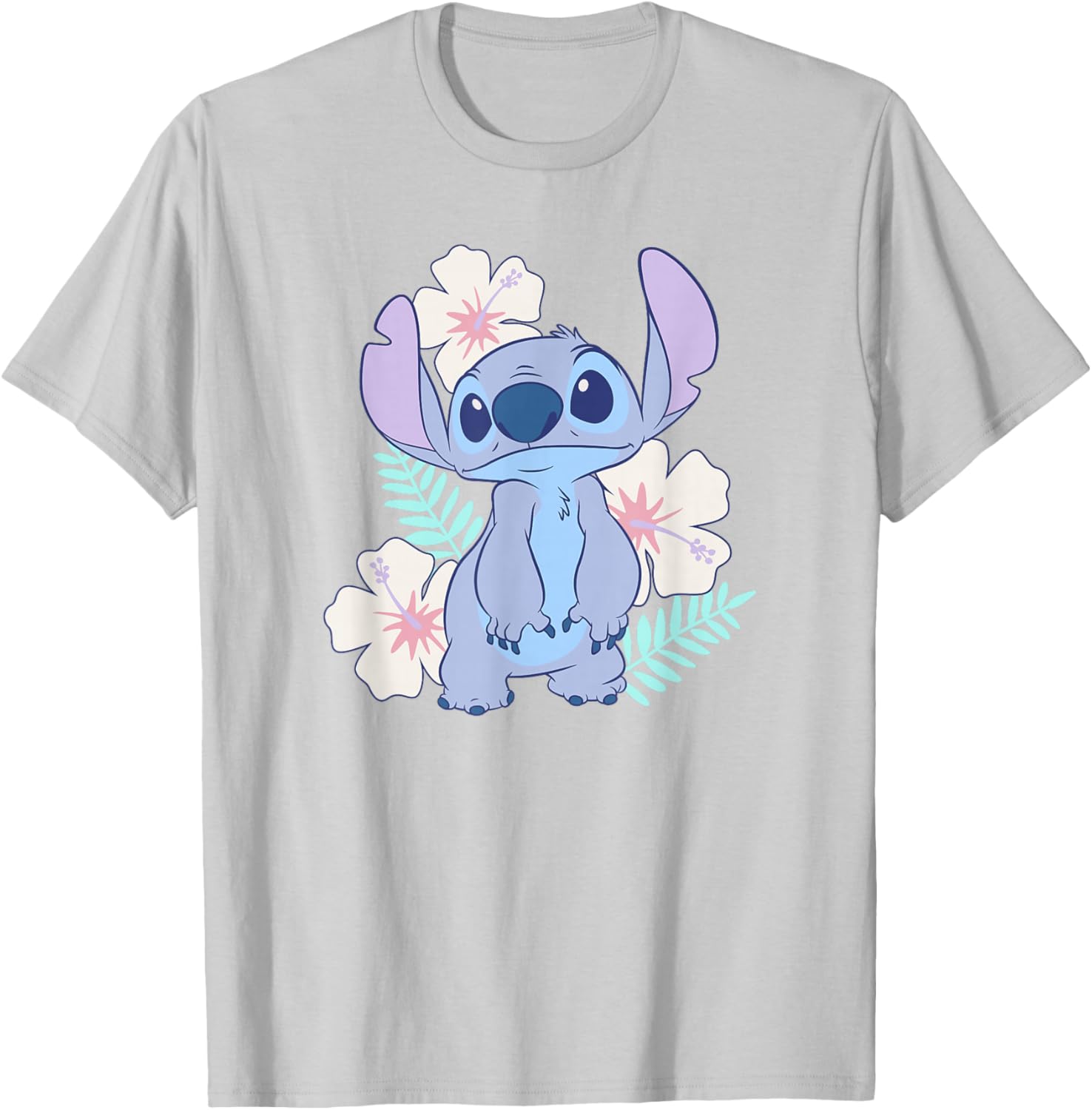 Cute Disney Lilo & Stitch Hawaiian Flowers Portrait T-Shirt for Fun Style - 7