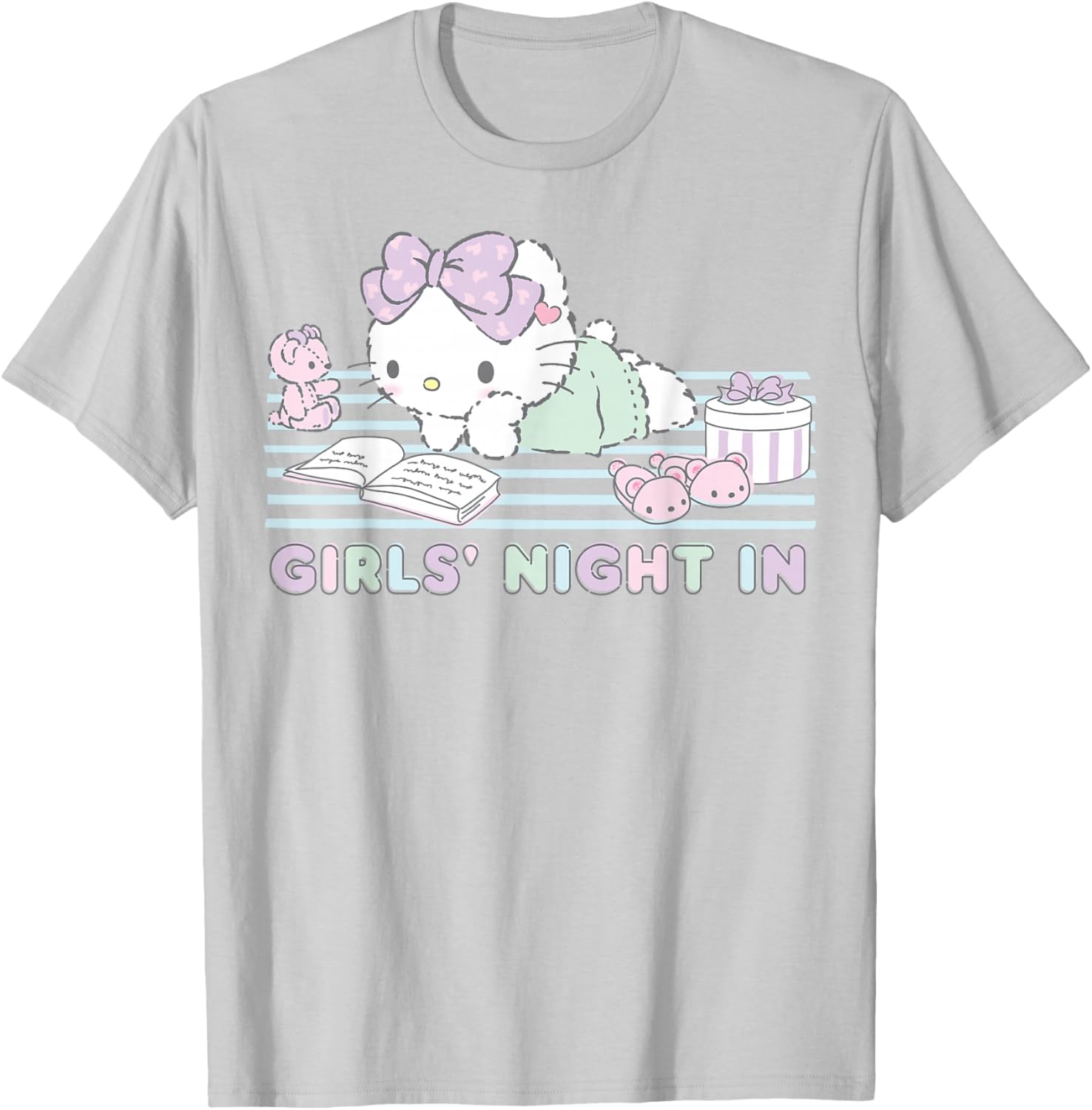 Hello Kitty Girls Night In Reading Short Sleeve T-Shirt for Fun Style - 11