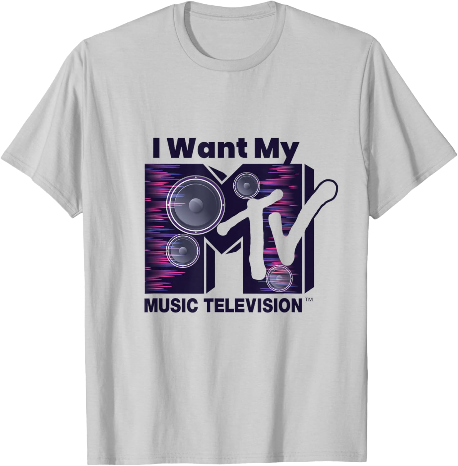 Mademark x MTV Violet Blue T-Shirt with Iconic Logo and Boom Box Design - 14