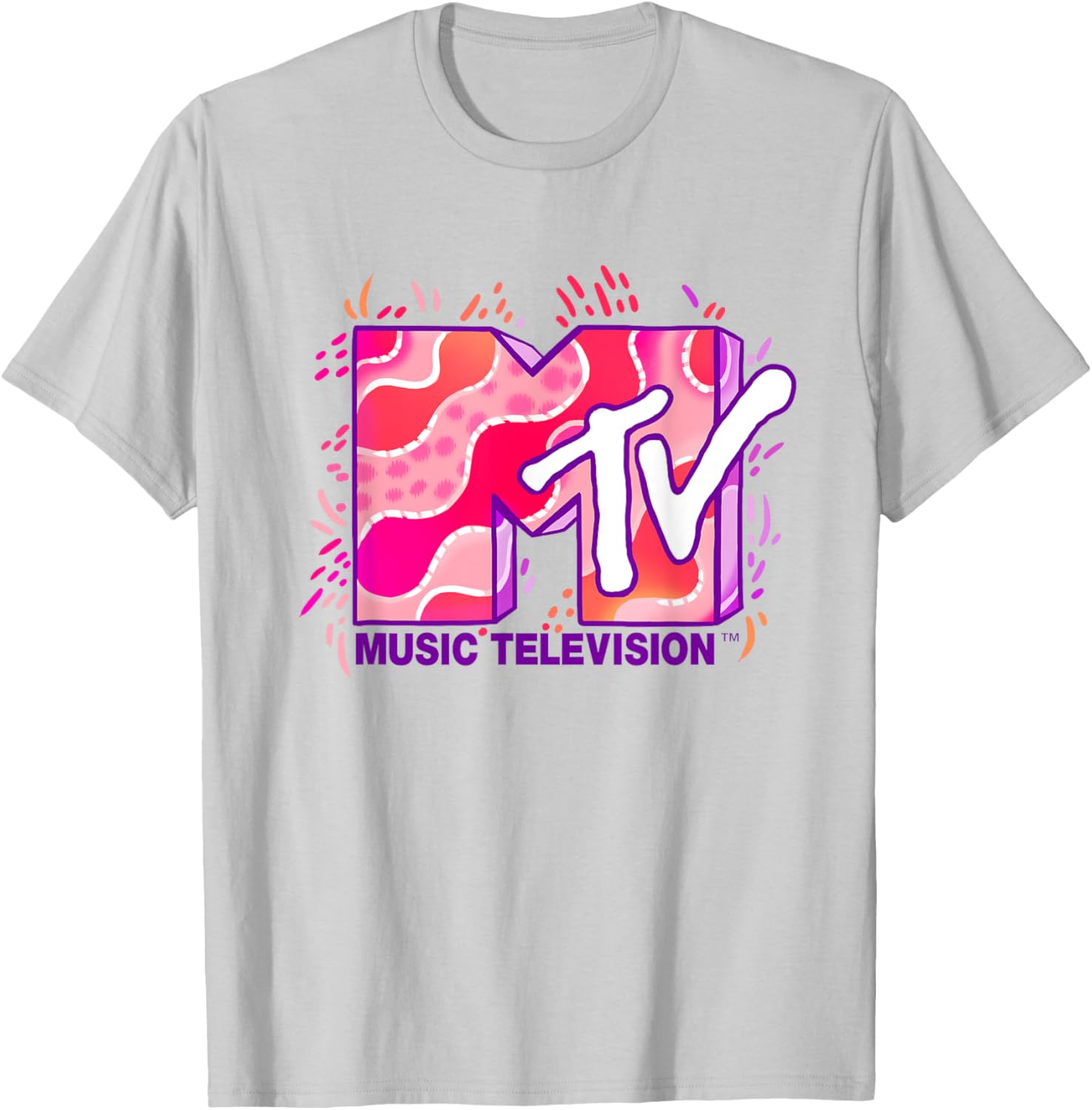 Mademark x MTV Funky Pink and Purple Waves Logo T-Shirt for Cool Style - 7