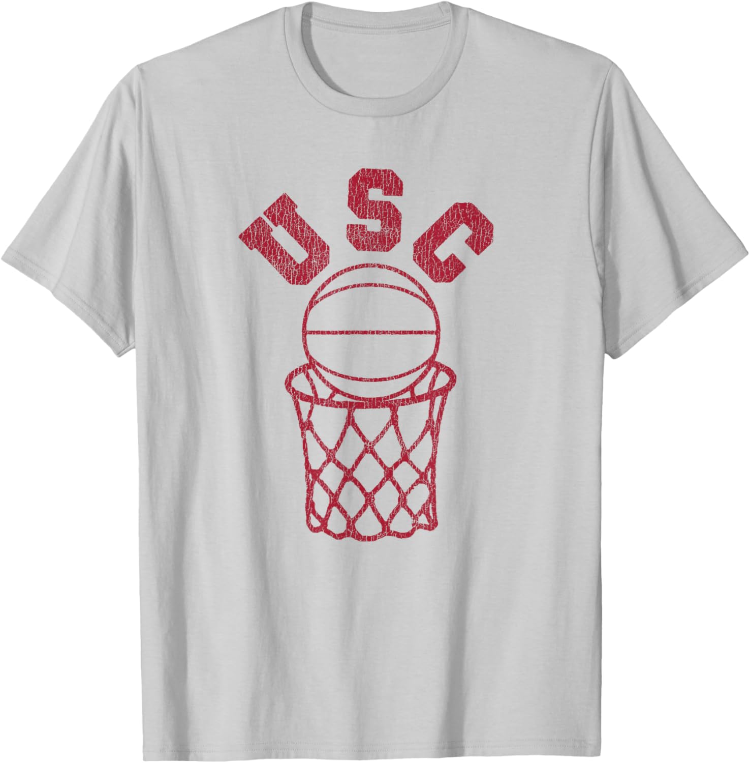 USC Basketball Trojans Distressed Retro 80s Style Hoop T-Shirt for Fans - 3
