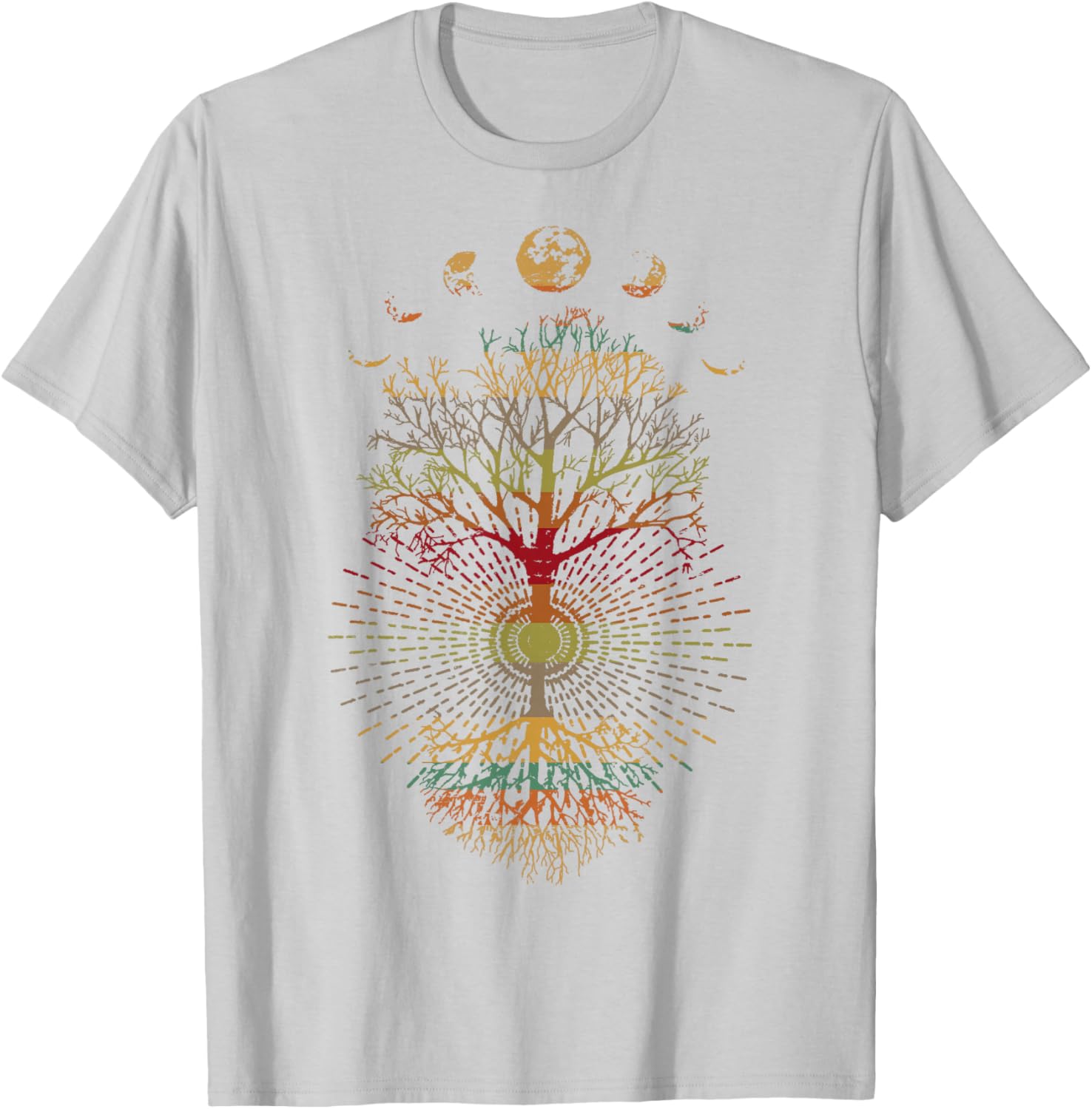 Phases of the Moon Retro Tree of Life T-Shirt 60s 70s Vibe - 10