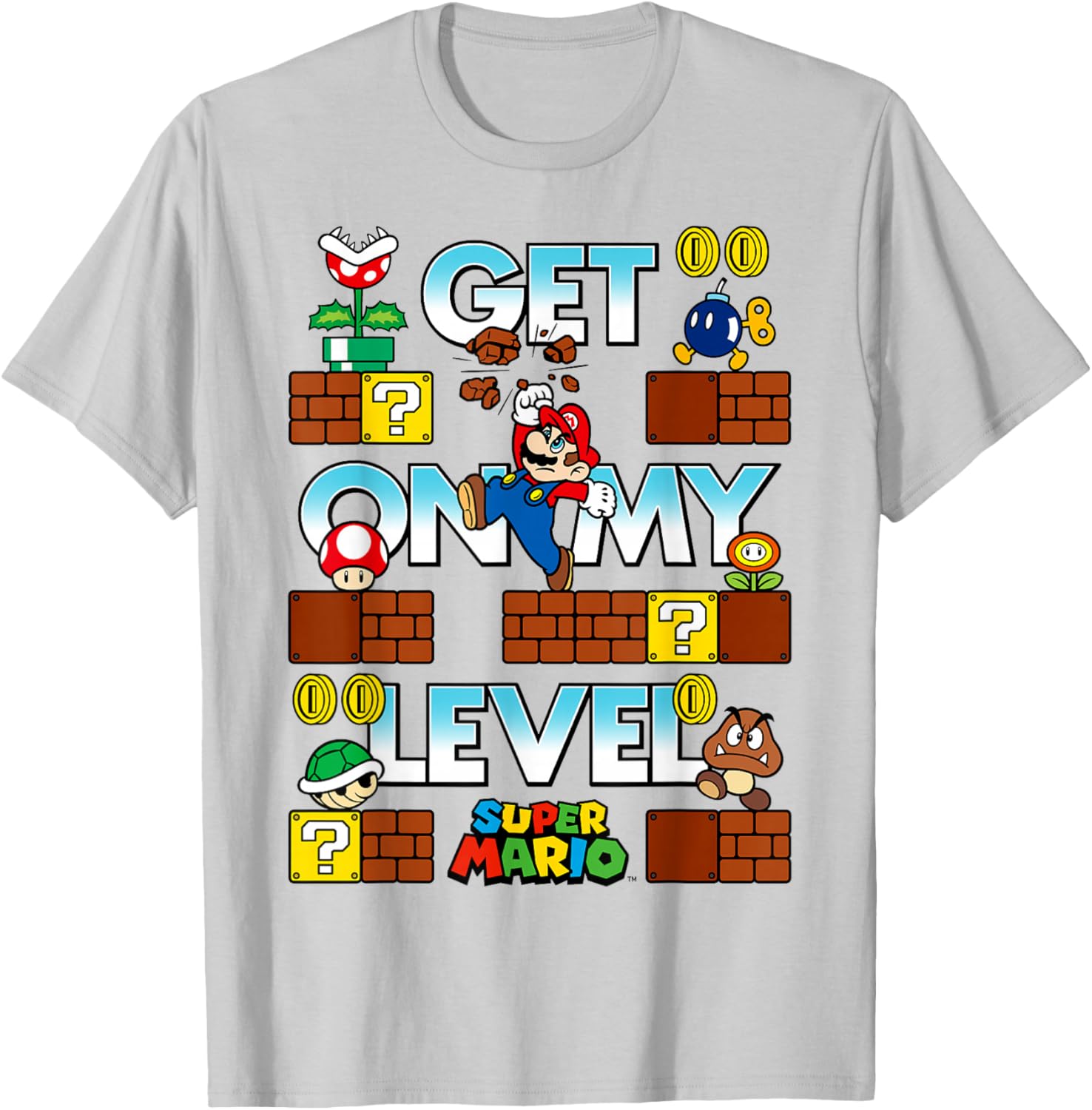 Super Mario Get On My Level Game Play Poster T-Shirt for Gamers - 10