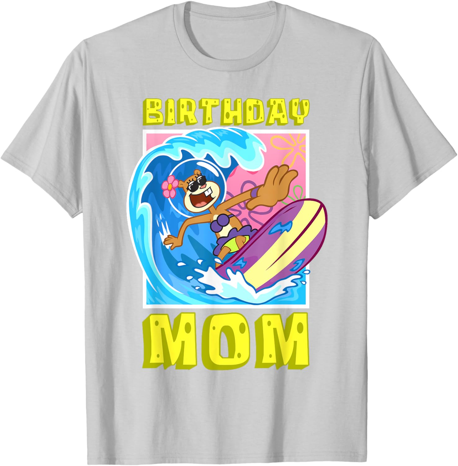 Sandy Birthday Mom Surfing SpongeBob T-Shirt Cool Gift for Moms - 12