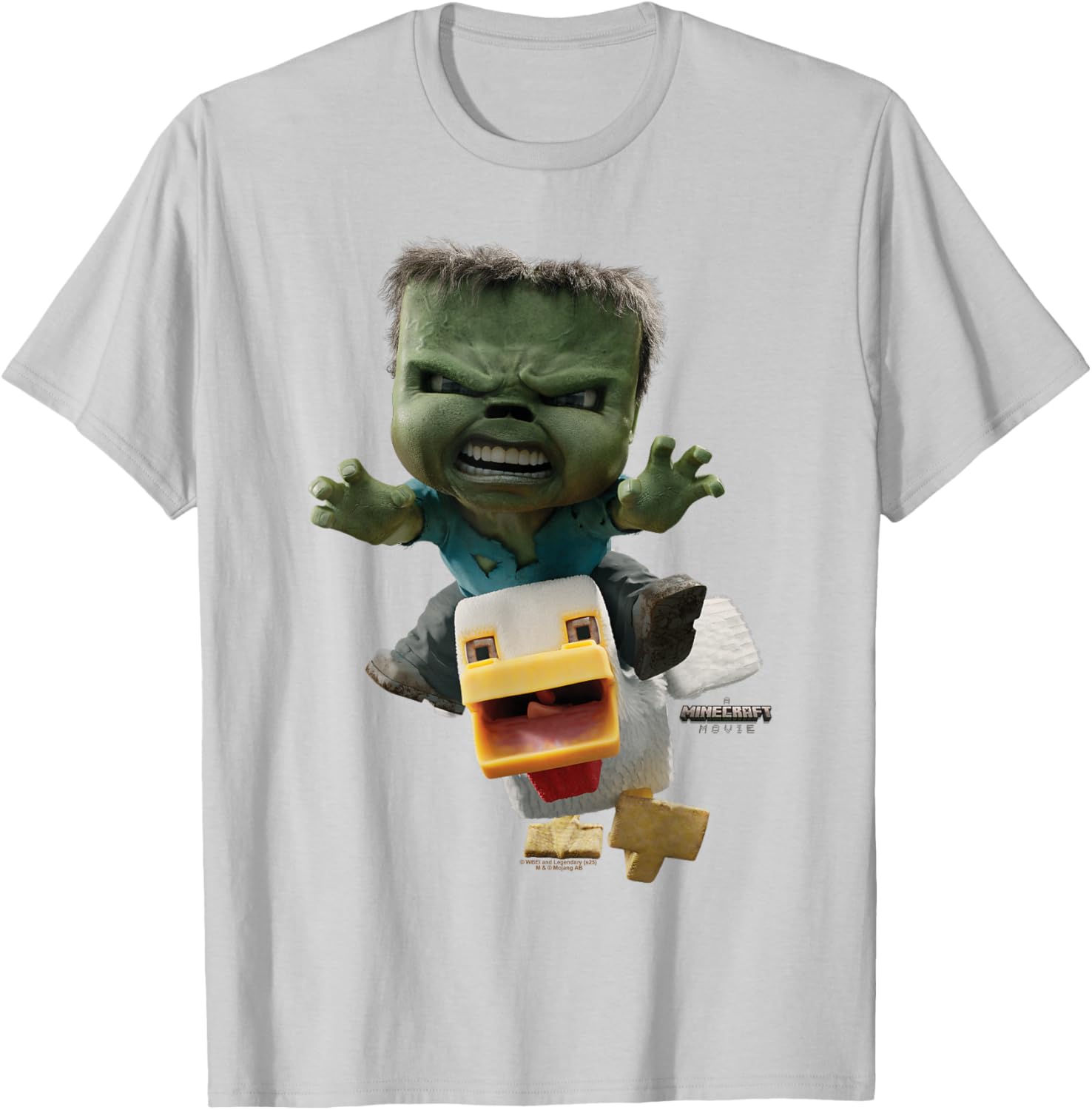 Cool Minecraft Movie Chicken Jockey Baby Zombie Attack T-Shirt for Kids - 5