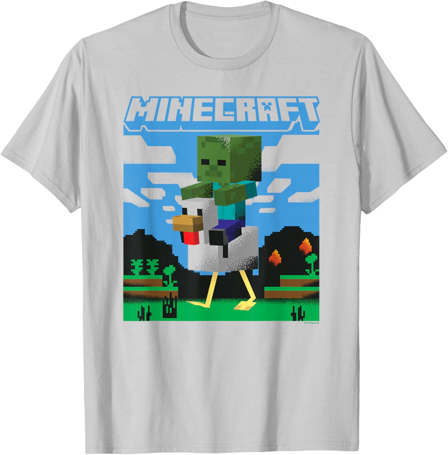 Minecraft Chicken Jockey Day Walk Poster T-Shirt for Gamers and Fans - 4