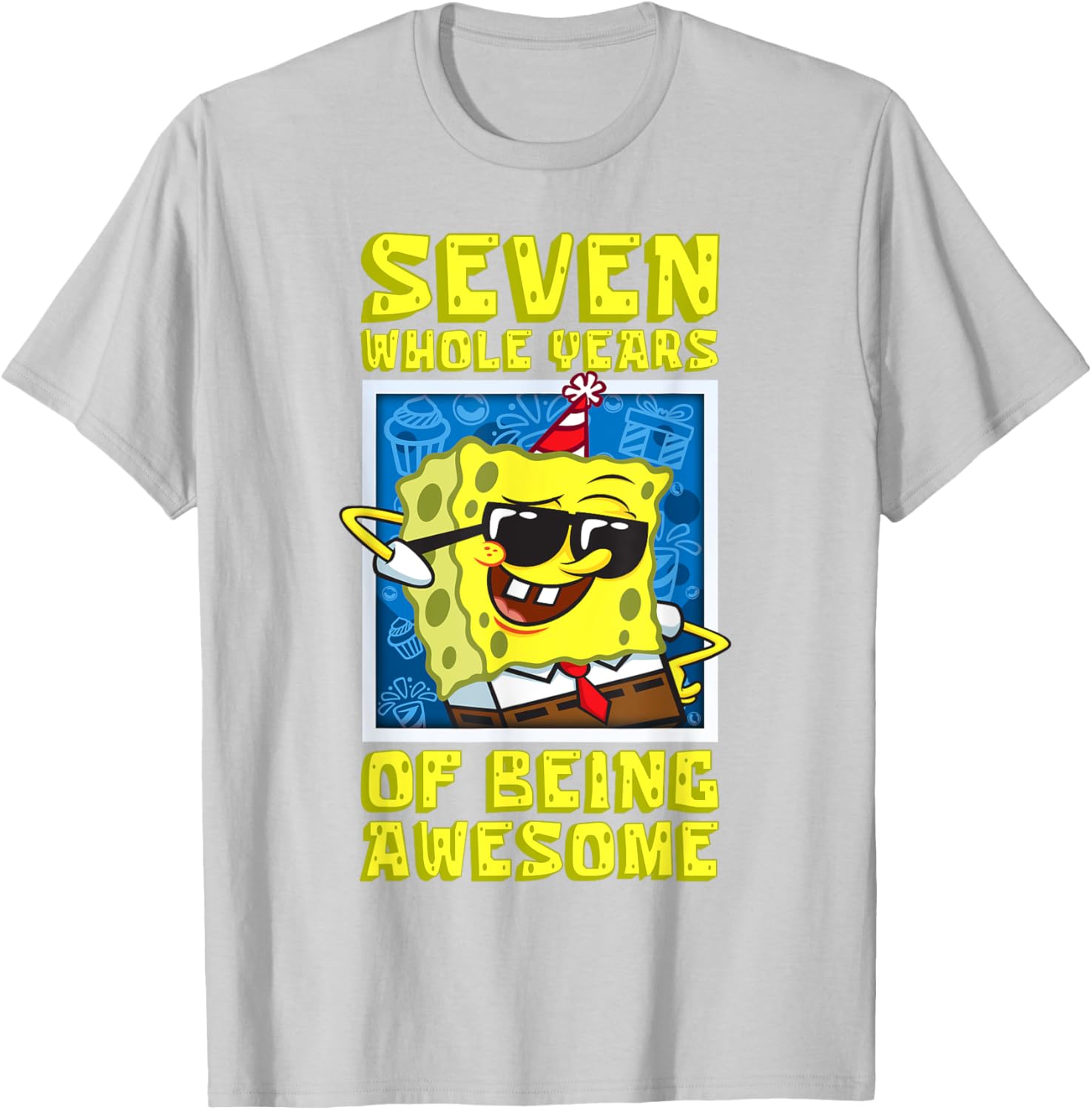 Mademark SpongeBob Seven Years of Awesome 7th Birthday Gift T-Shirt - 1
