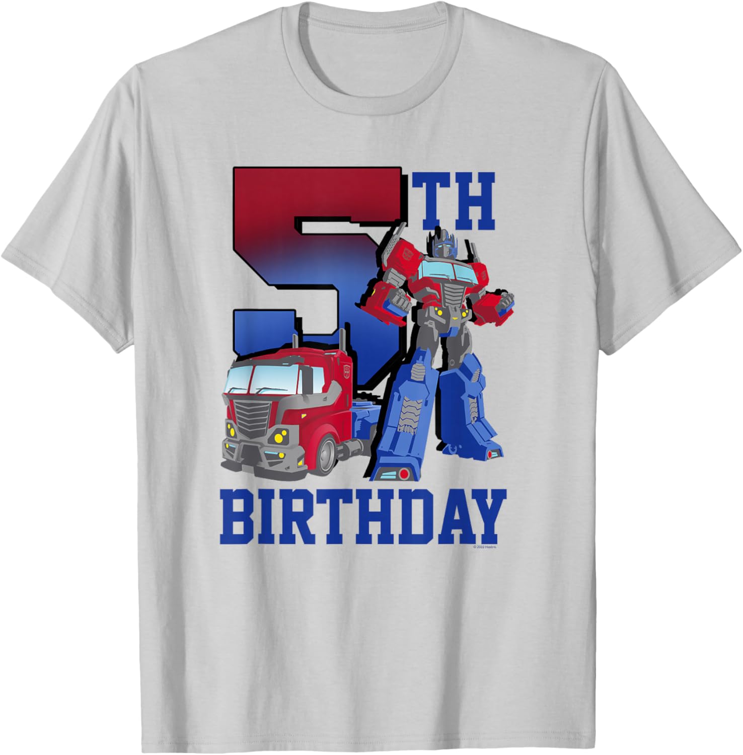 Transformers Optimus Prime 5th Birthday Gradient Poster T-Shirt for Kids - 8