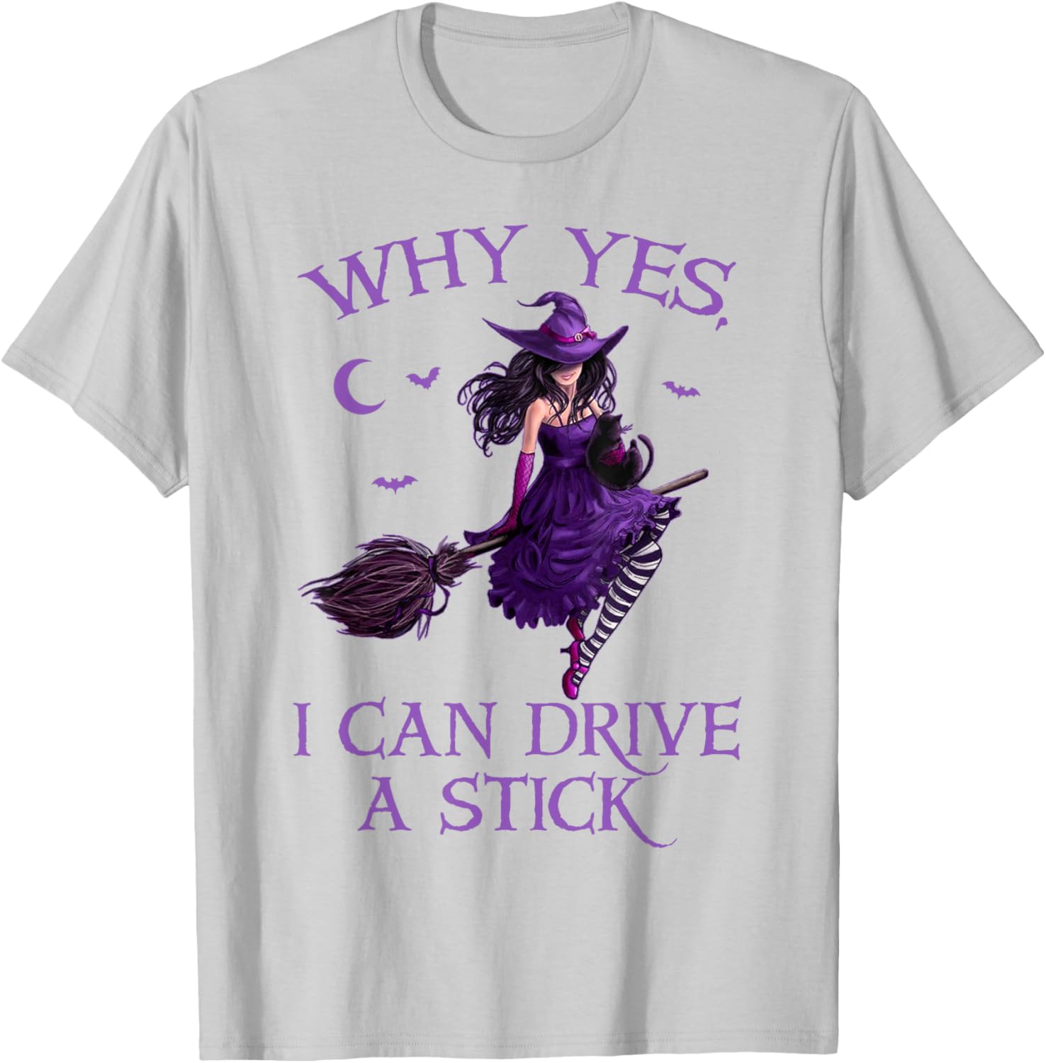 Funny Witch T-Shirt for Women - Why Yes I Can Drive a Stick Halloween Tee - 5