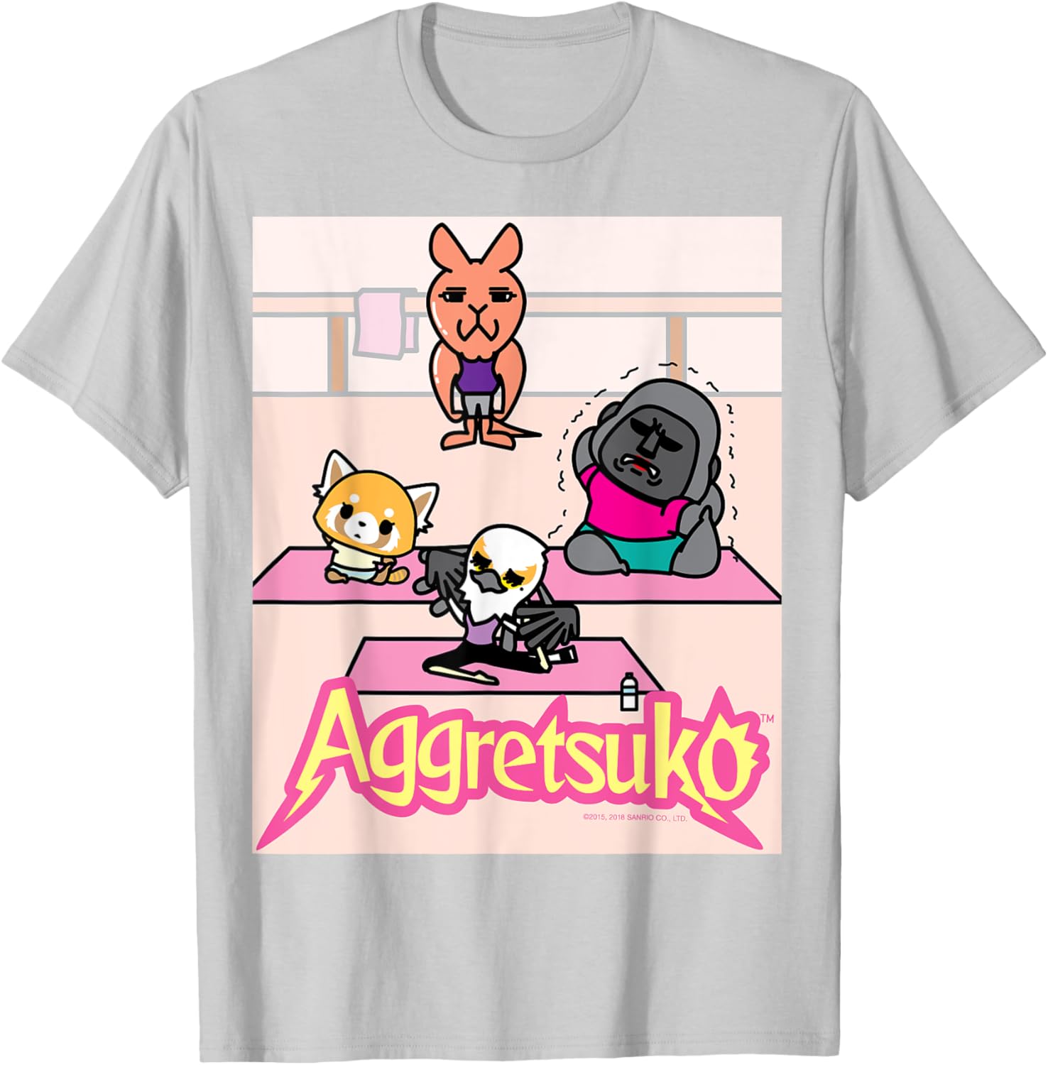 Aggretsuko Yoga Pose Tee Shirt for Fans of Yoga and Anime Style - 2