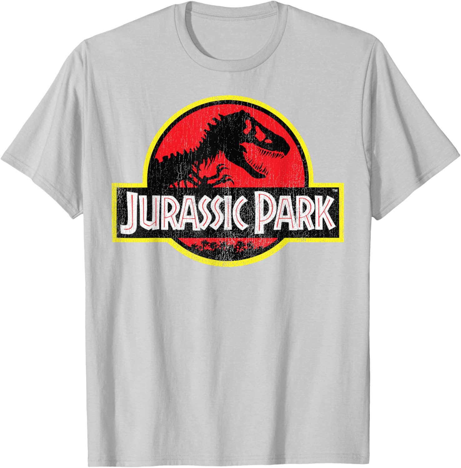 Jurassic Park Vintage Distressed Logo T-Shirt Classic Fit Black Tee - 8