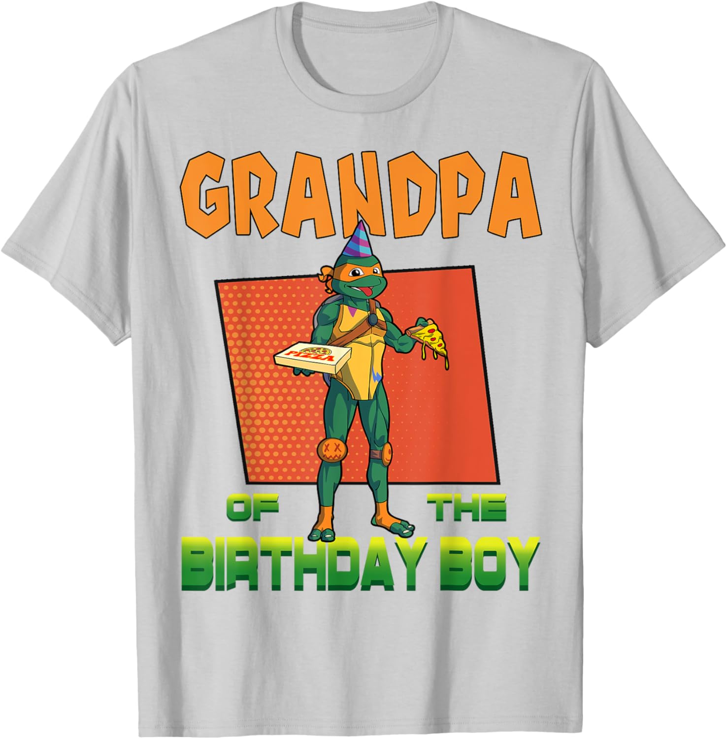 Mademark X TMNT Mikey Grandpa Birthday Pizza Party T-Shirt for Kids - 5