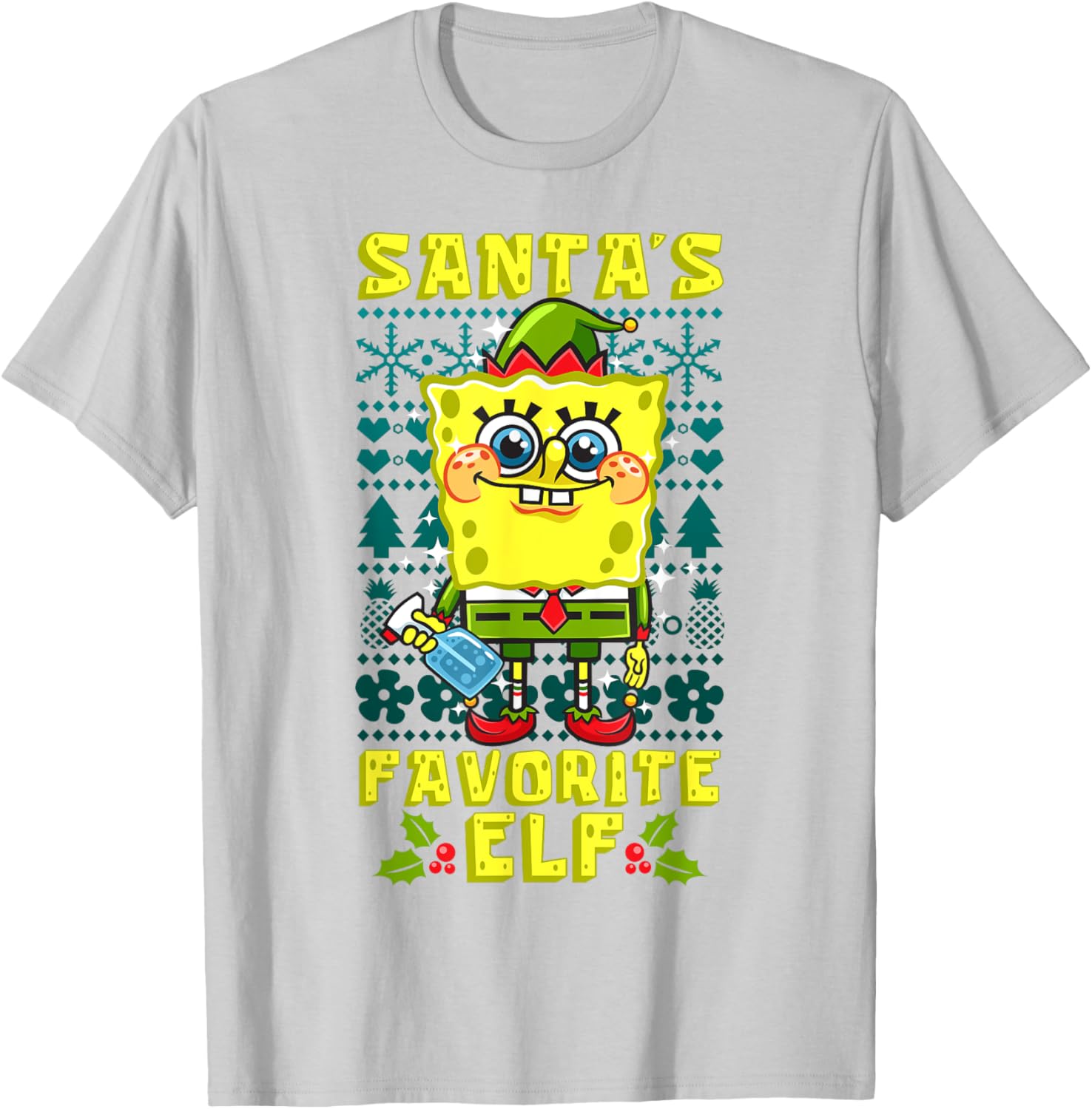Mademark SpongeBob SquarePants Xmas Elf Matching T-Shirt for Holiday Cheer - 19