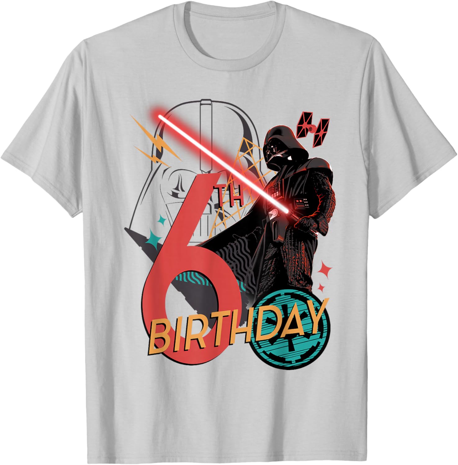 Darth Vader 6th Birthday T-Shirt with Abstract Design for Kids - 5
