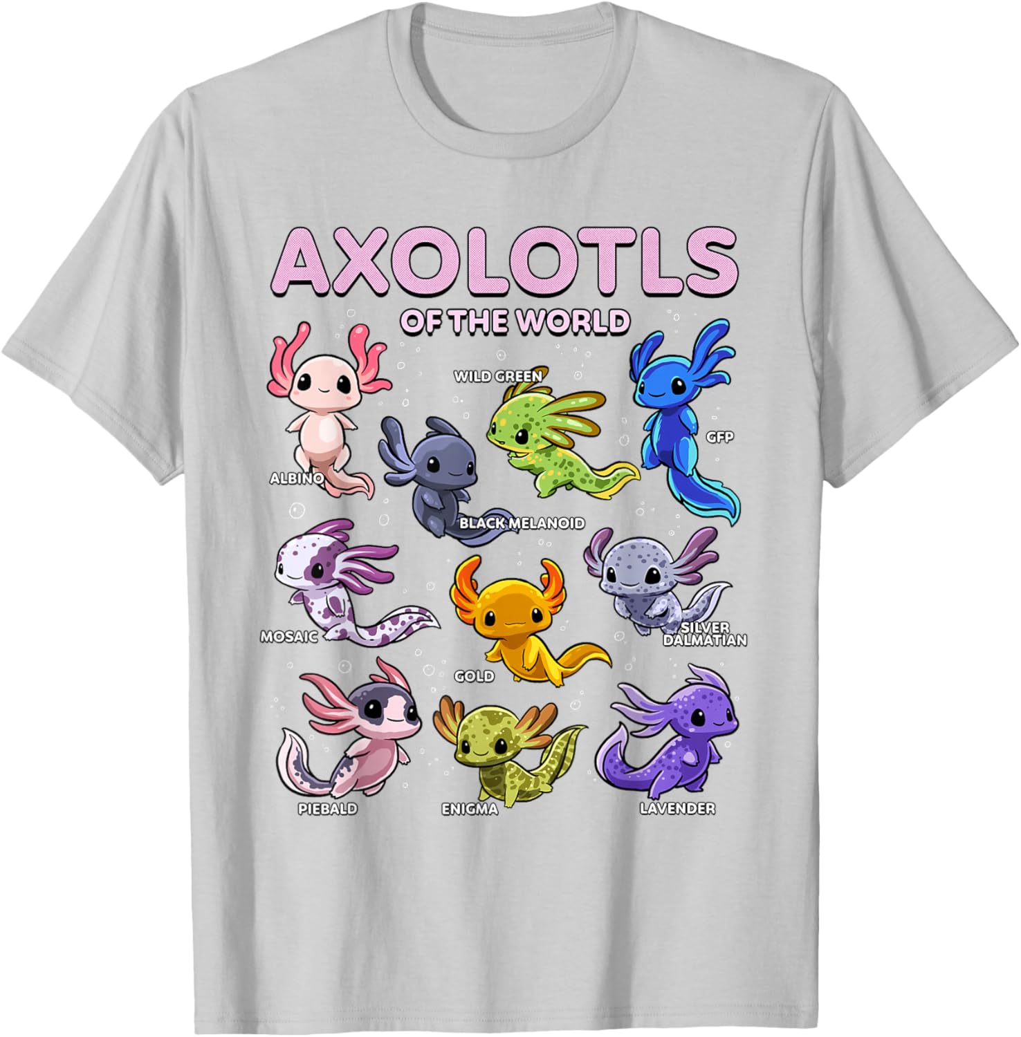 Kawaii Axolotl T-Shirt for Animal Lovers | Cute Axolotls of the World - 25