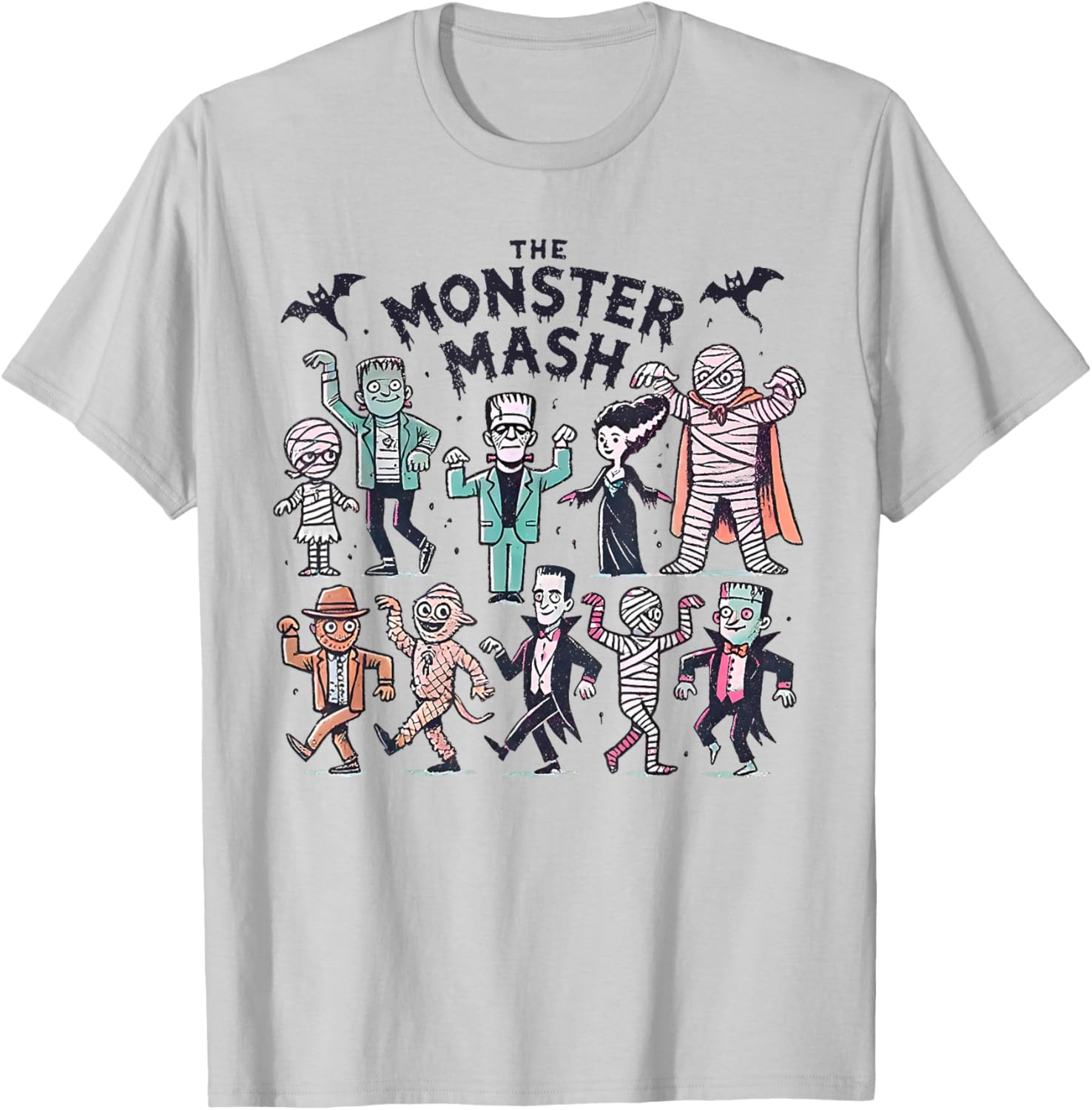 Monster Mash Halloween T-Shirt with Mummy Witch and Vampire Design - 10