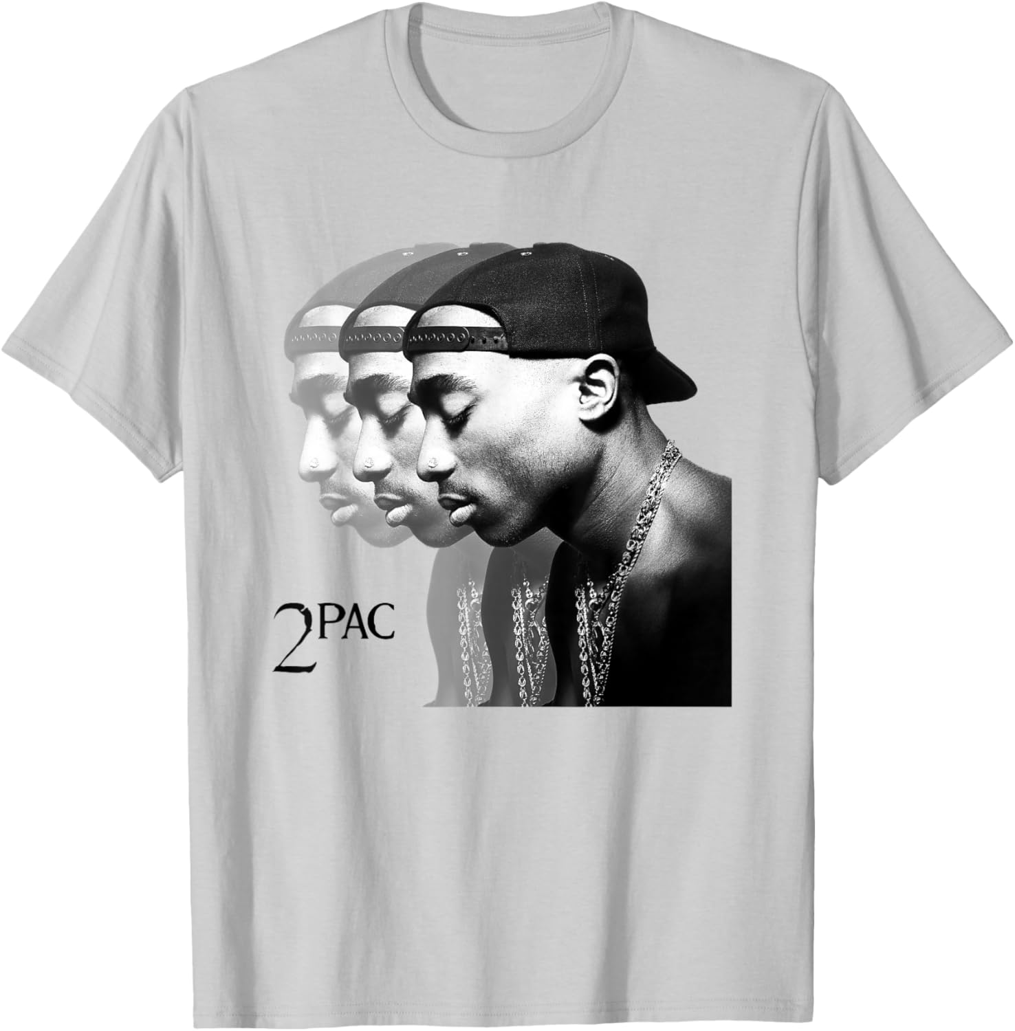 Tupac Shakur Unisex Repeat T-Shirt in Blue, Short Sleeve Cotton Blend - 3