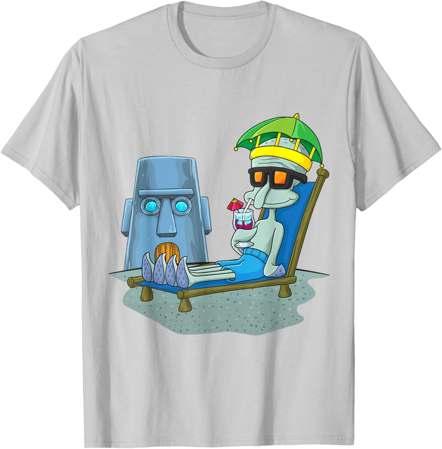 Mademark x SpongeBob SquarePants Squidward Sunbathing T-Shirt for Fans - 13