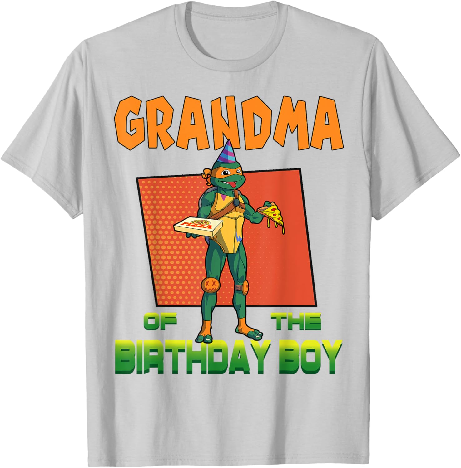 Mademark TMNT Mikey Grandma Birthday Boy Pizza Party T-Shirt for Kids - 7