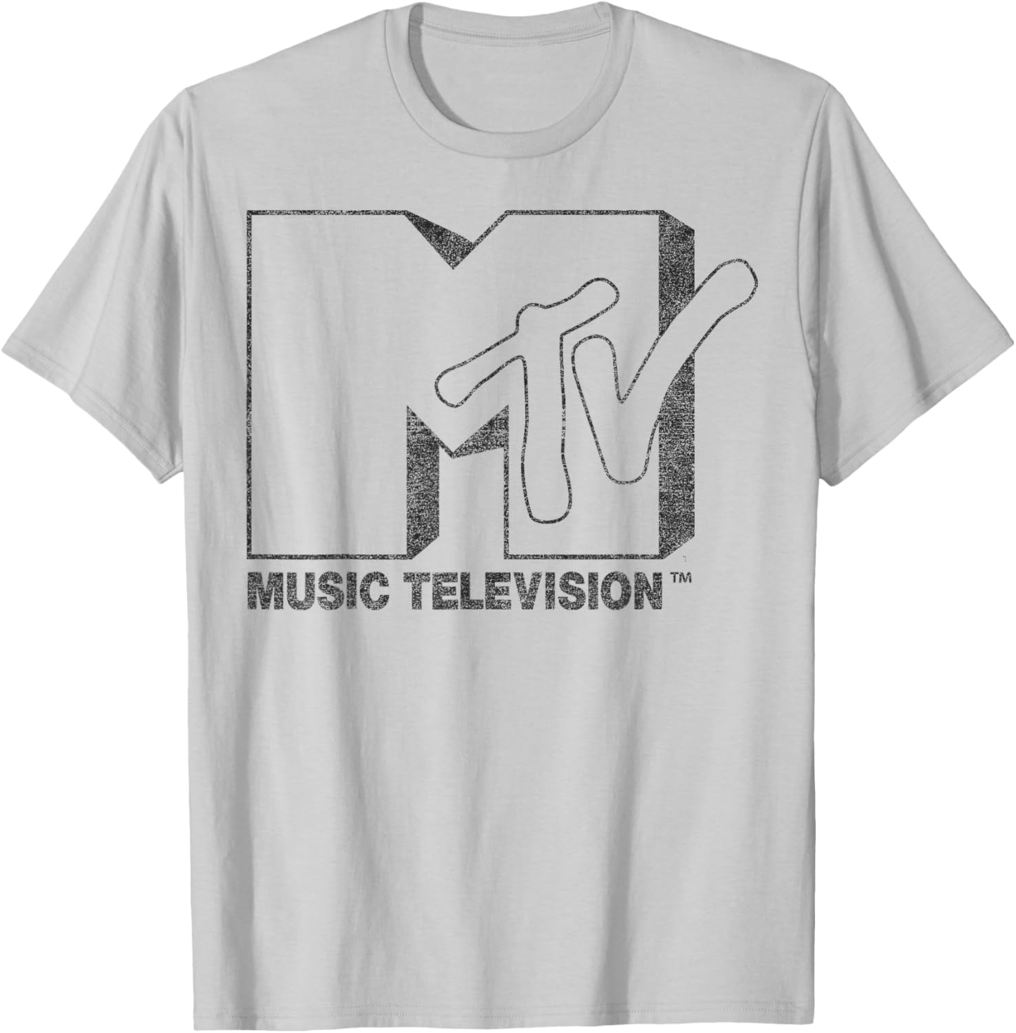 MTV Distressed Vintage Black and White Logo Graphic T-Shirt for Trendy Style - 1