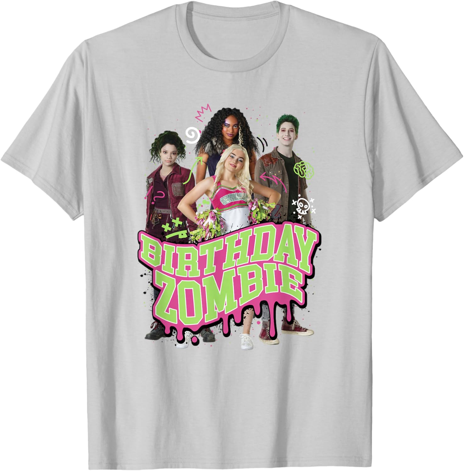 Disney Zombies Birthday Zombie Group Poster T-Shirt for Kids and Fans - 1
