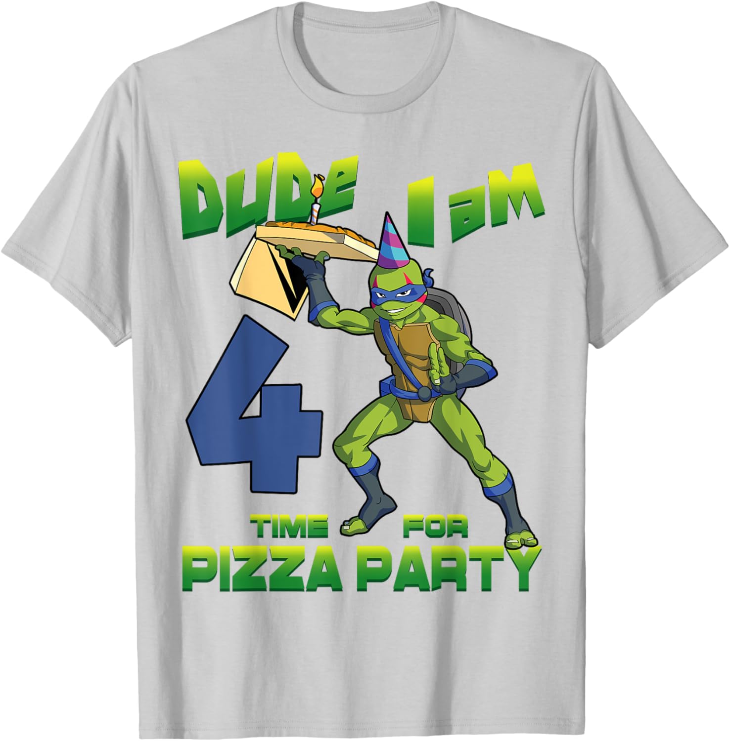 TMNT Leo Pizza Birthday Party T-Shirt for 4 Year Olds - Fun Design - 16