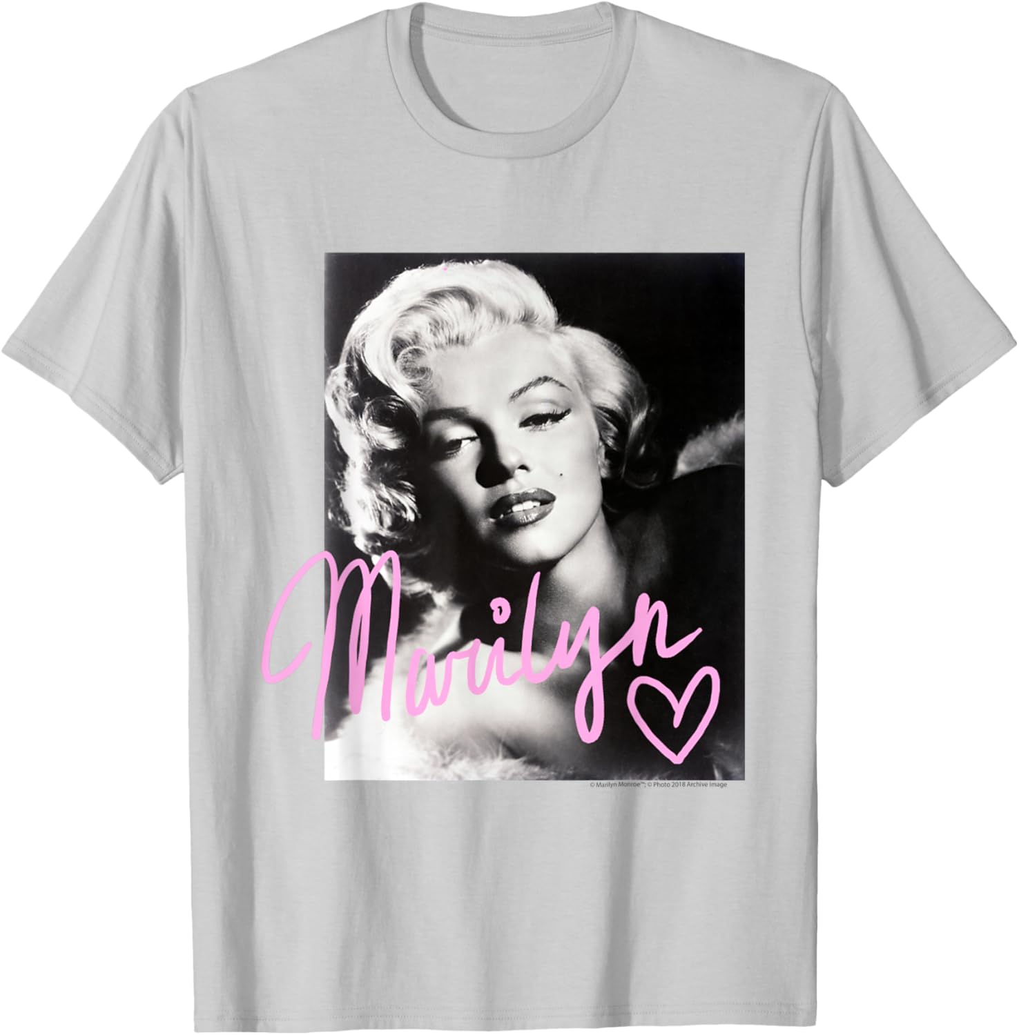 Marilyn Monroe Black and White T-Shirt with Pink Handwriting Design - 3