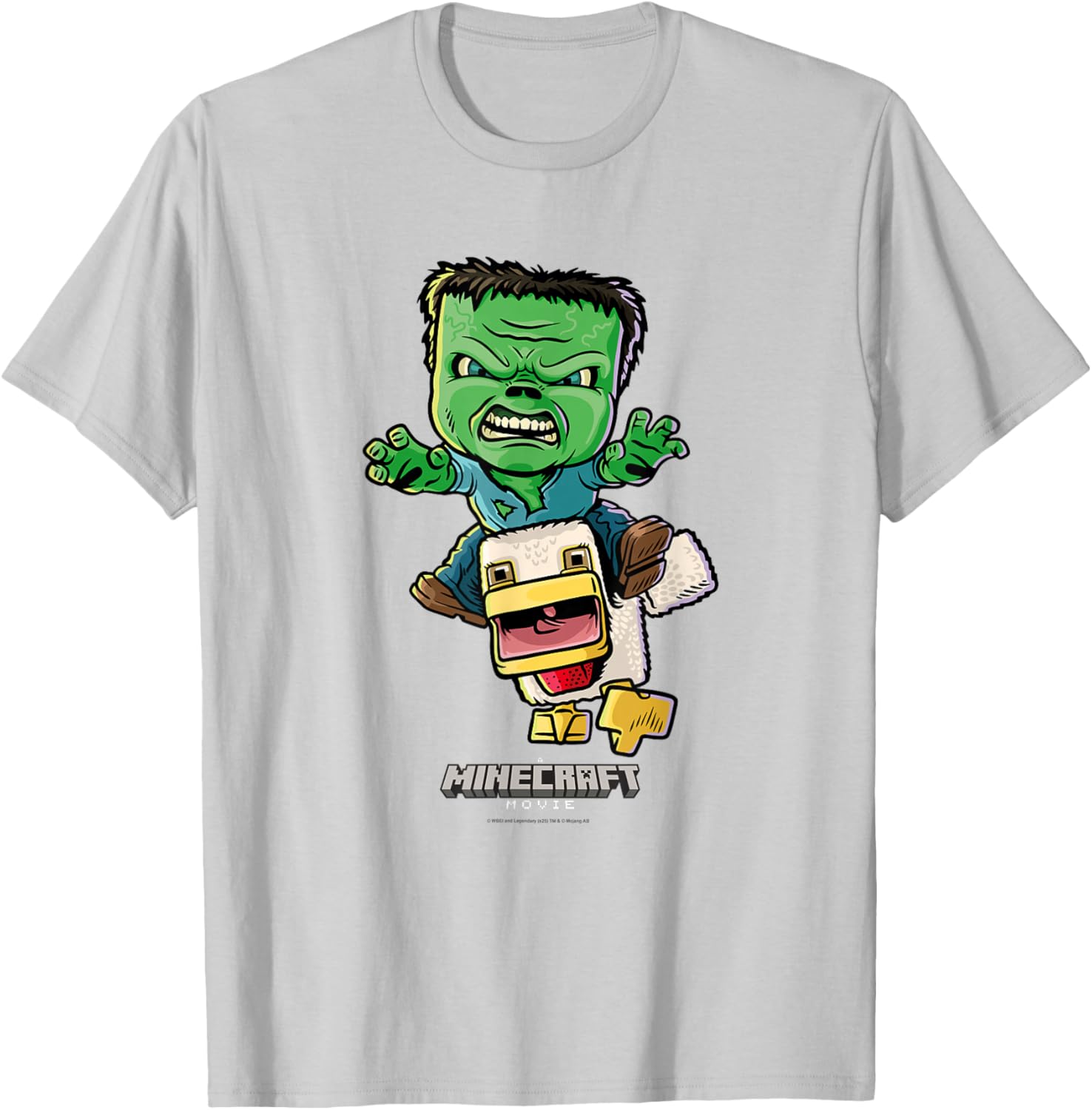 Minecraft Chicken Jockey Baby Zombie Animated T-Shirt for Kids and Fans - 12
