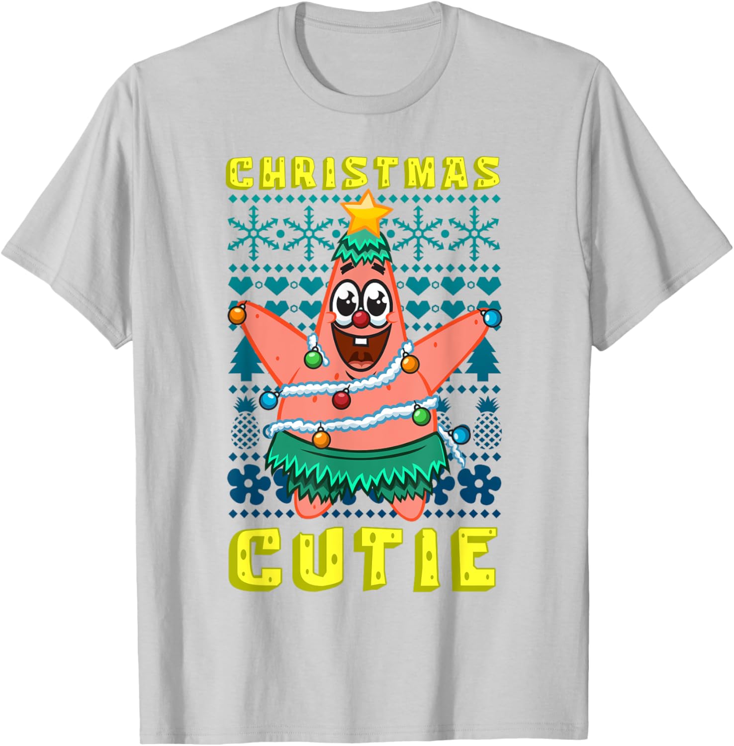 SpongeBob Patrick Star Christmas T-Shirt Cute Holiday Lights Design - 6