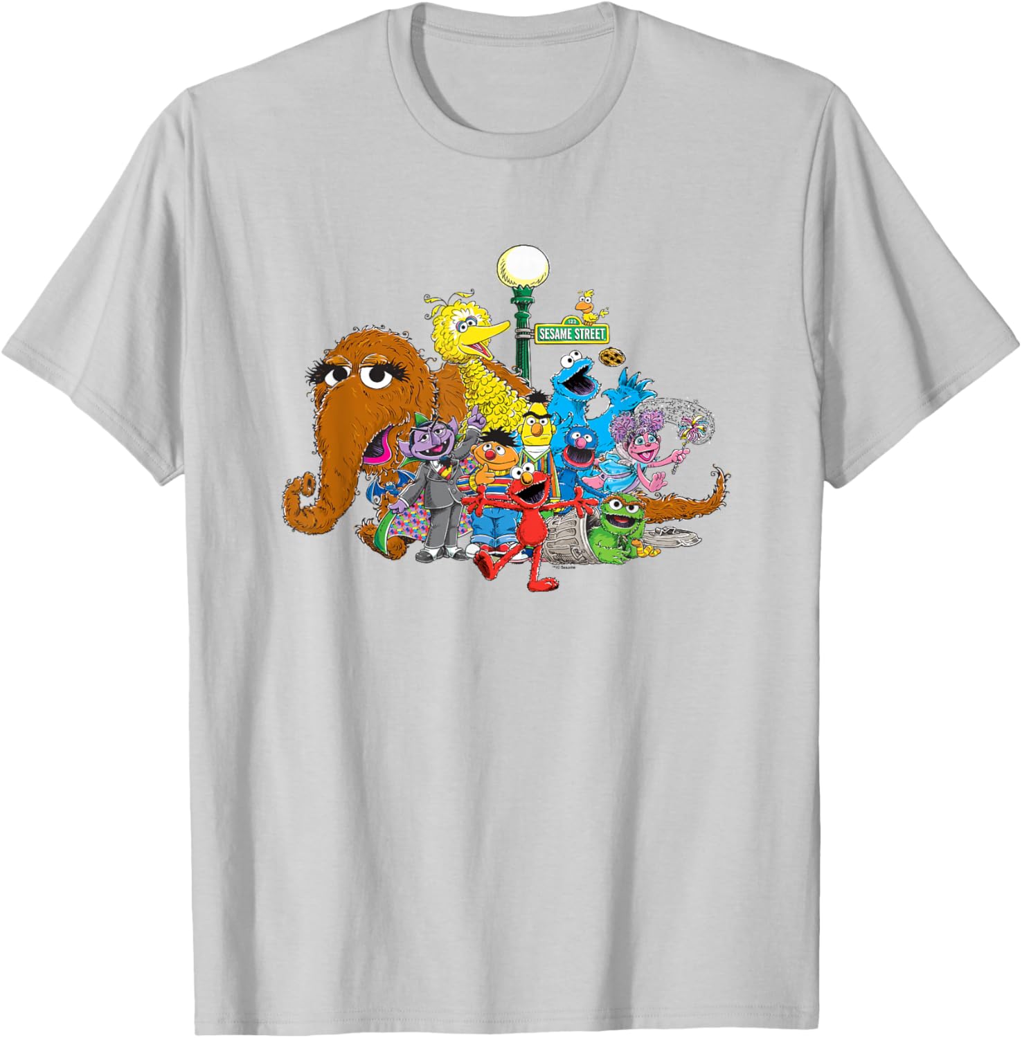 Sesame Street Group Street Light T-Shirt for Kids and Adults Fun Wear - 4