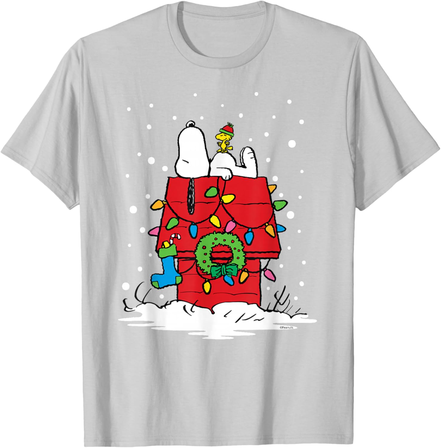Peanuts Snoopy Woodstock Holiday Stocking T-Shirt for Festive Fun - 8