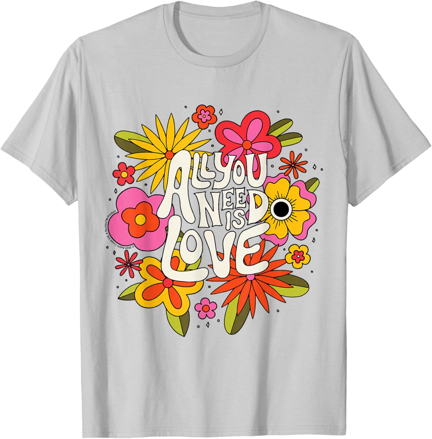 The Beatles All You Need Is Love Retro Floral T-Shirt for Music Lovers - 5