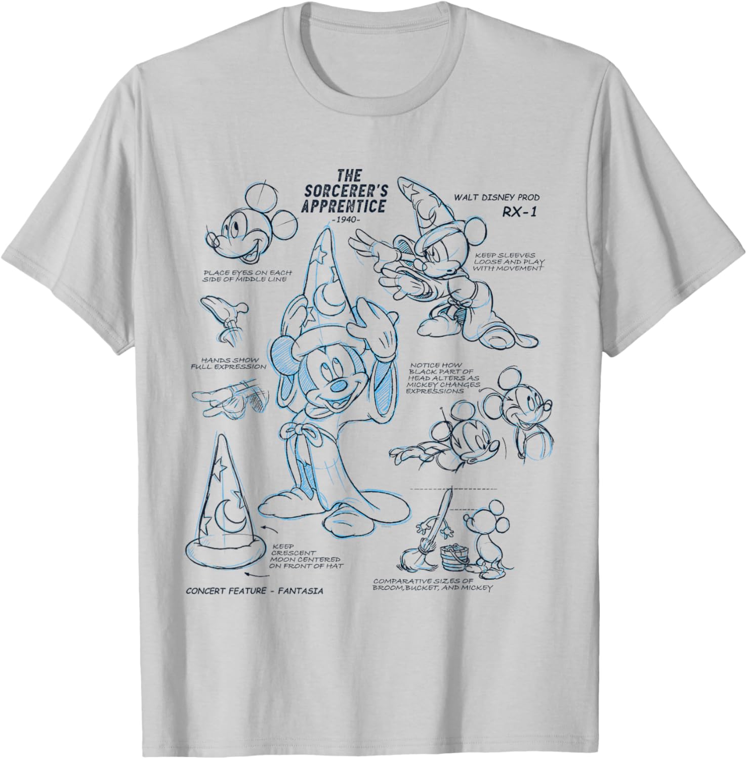 Disney Sorcerer Mickey Mouse 1940 Ink and Paint T-Shirt for Fans - 5