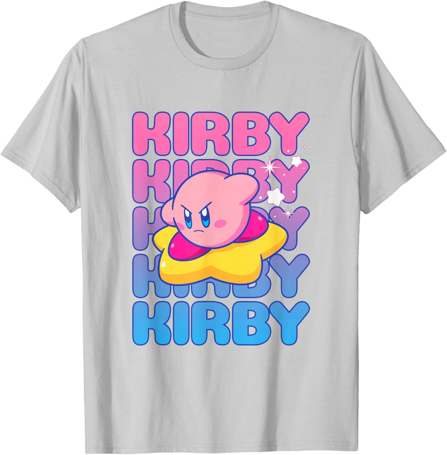 Kirby Nintendo Big Bubble Text Stack T-Shirt for Gamers and Fans - 21