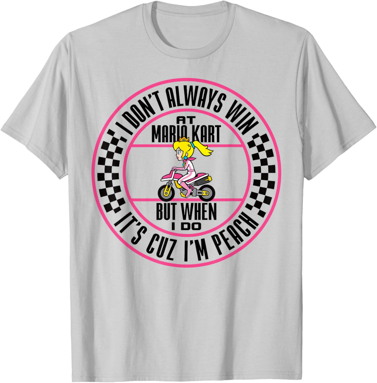 Cute Peach Wins Mario Kart Graphic T-Shirt for Gamers and Fans - 4