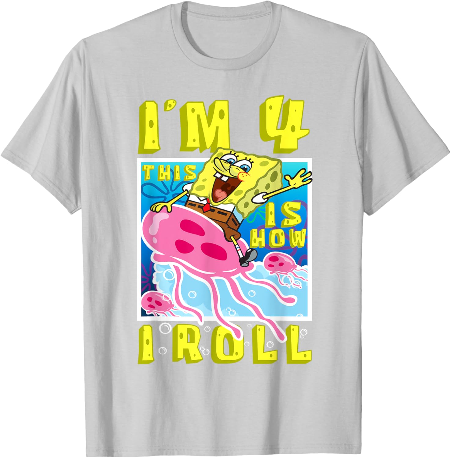 SpongeBob 4th Birthday T-Shirt Im 4 This Is How I Roll Kids Apparel - 15