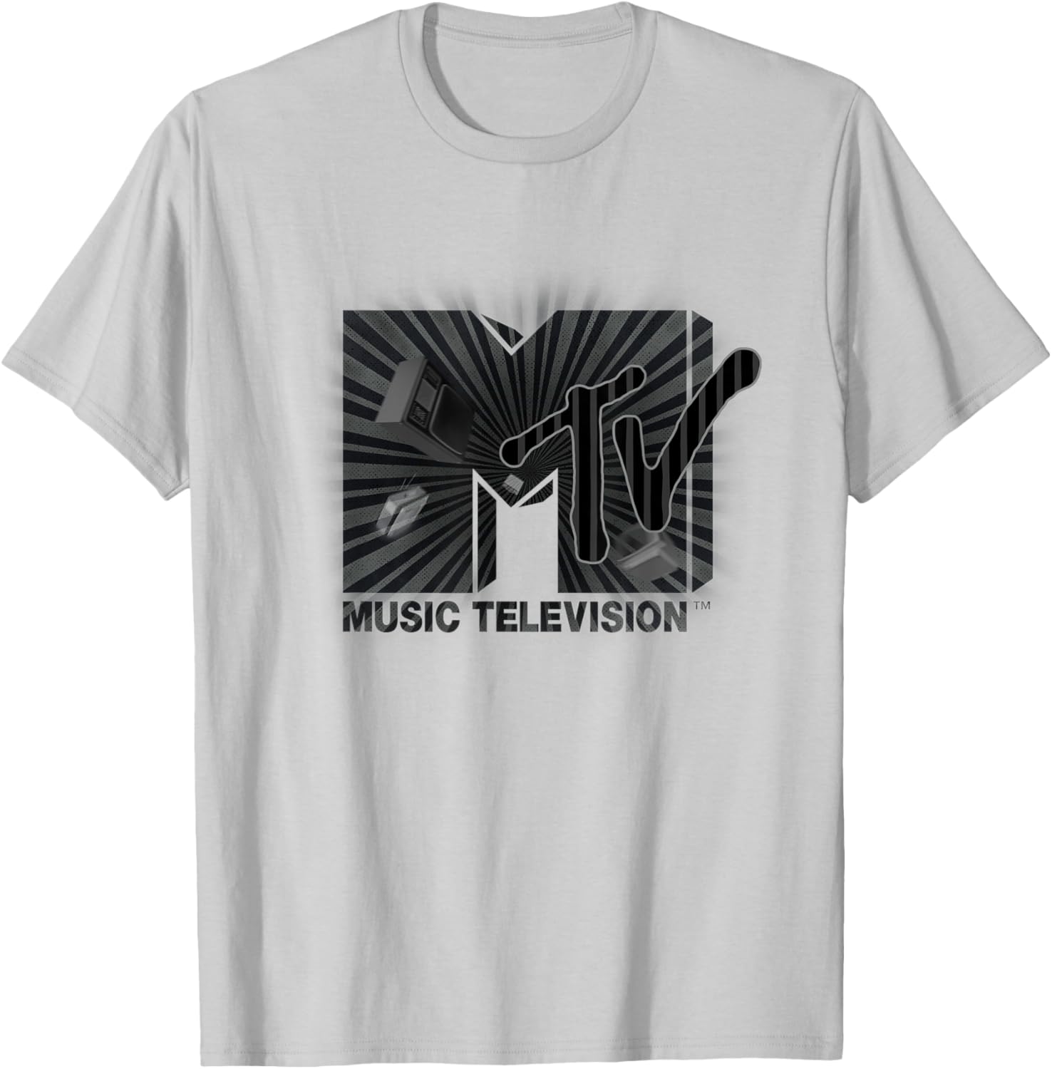 Mademark x MTV Vintage Logo T-Shirt with Old TV and Ham Radio Design - 6