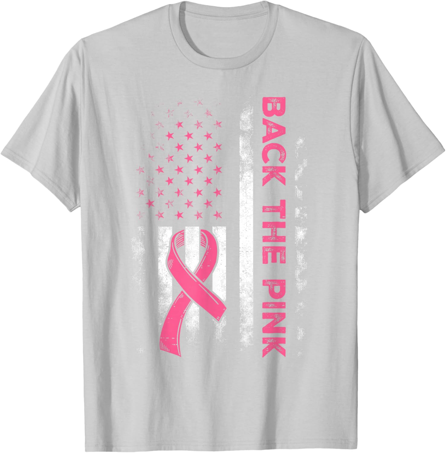 Back The Pink US Flag Breast Cancer Awareness T-Shirt for All Ages - 17
