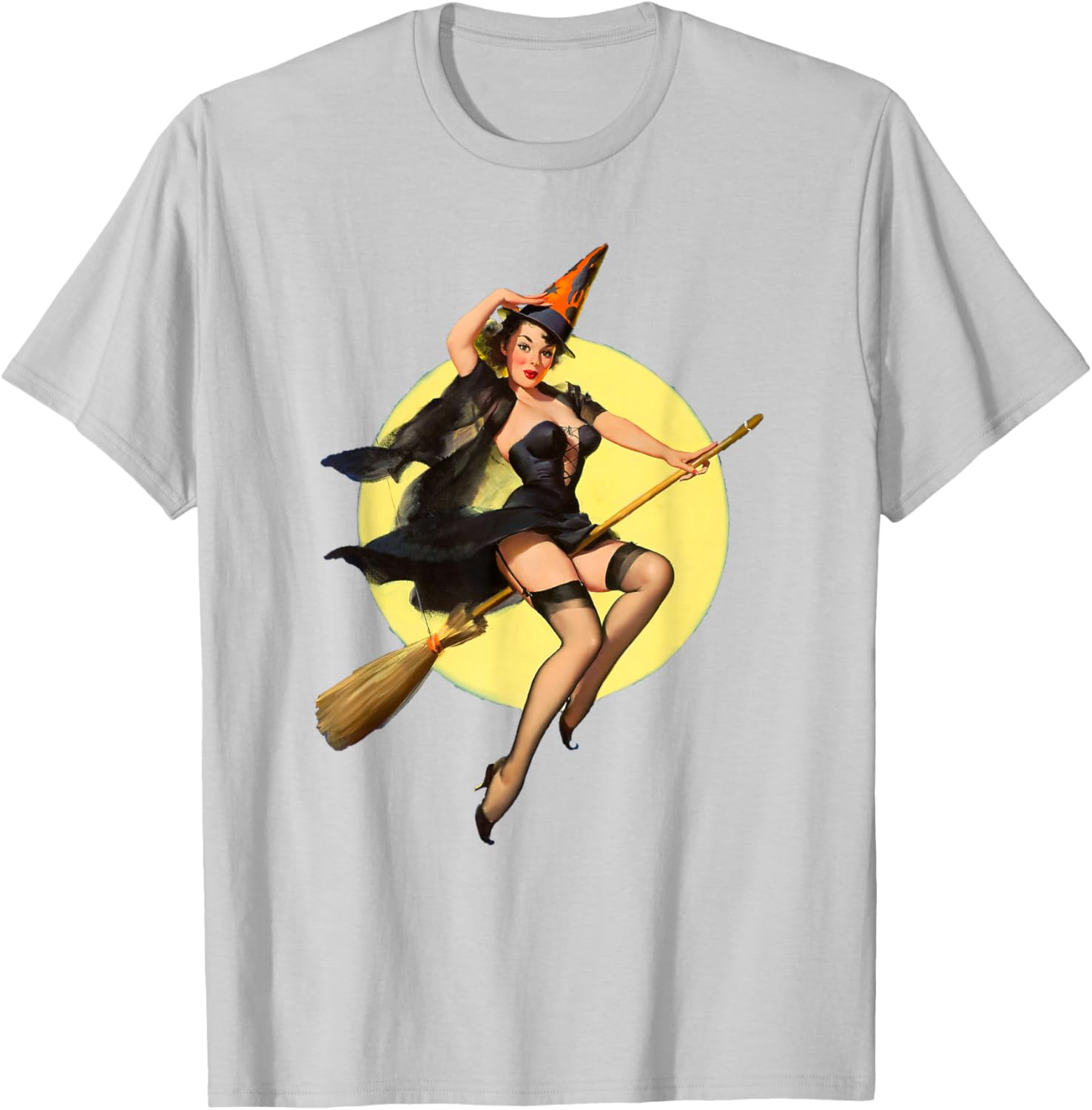 Vintage Pin Up Witch Halloween T-Shirt for Fun Spooky Style - 19
