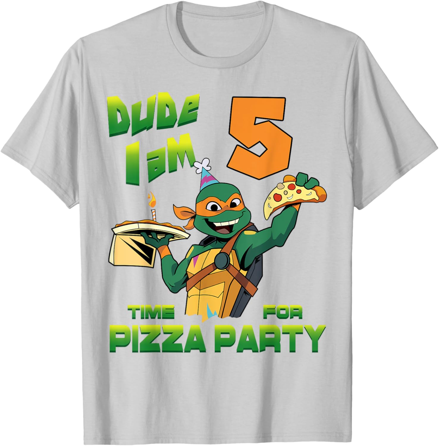Mademark Teenage Mutant Ninja Turtles Mikey Pizza Birthday T-Shirt for Kids - 2