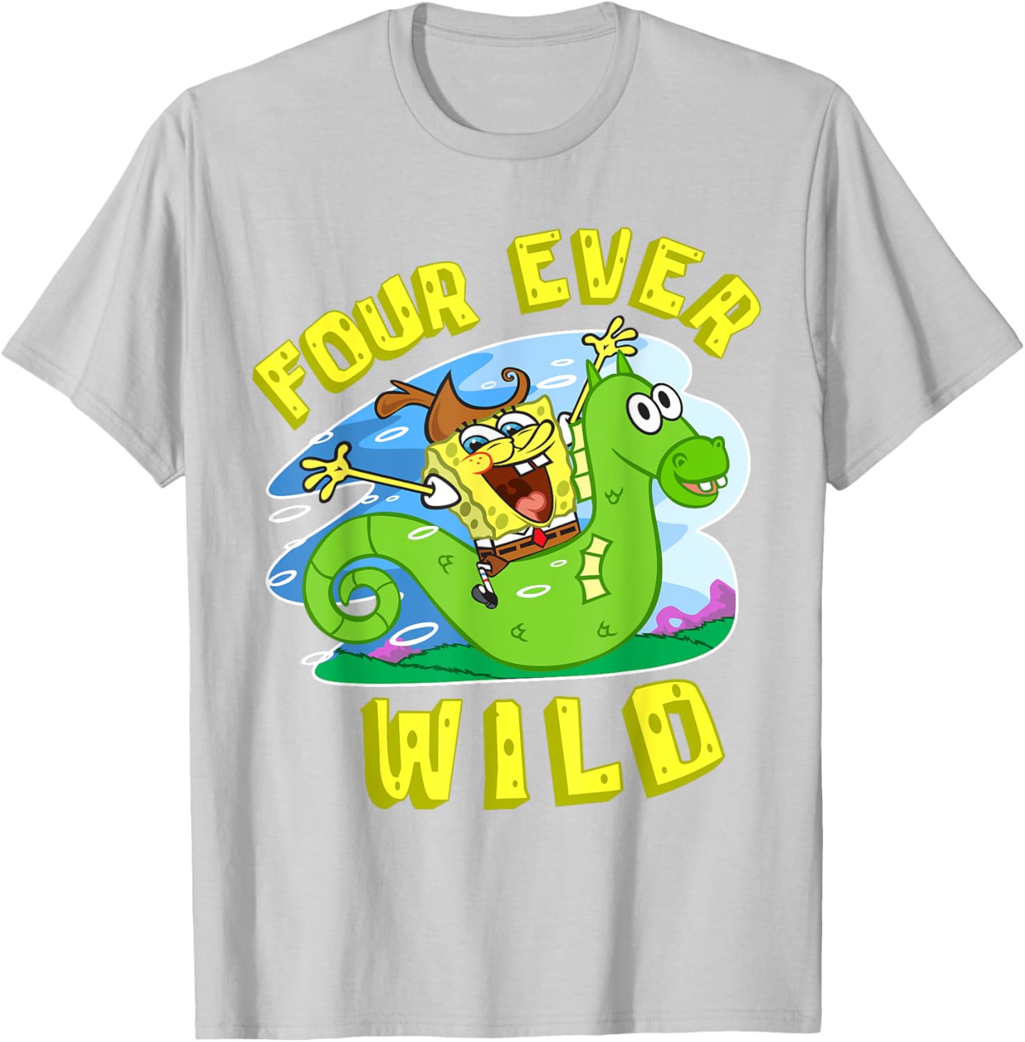 Mademark SpongeBob 4th Birthday T-Shirt for Boys Fun and Colorful Gift - 12